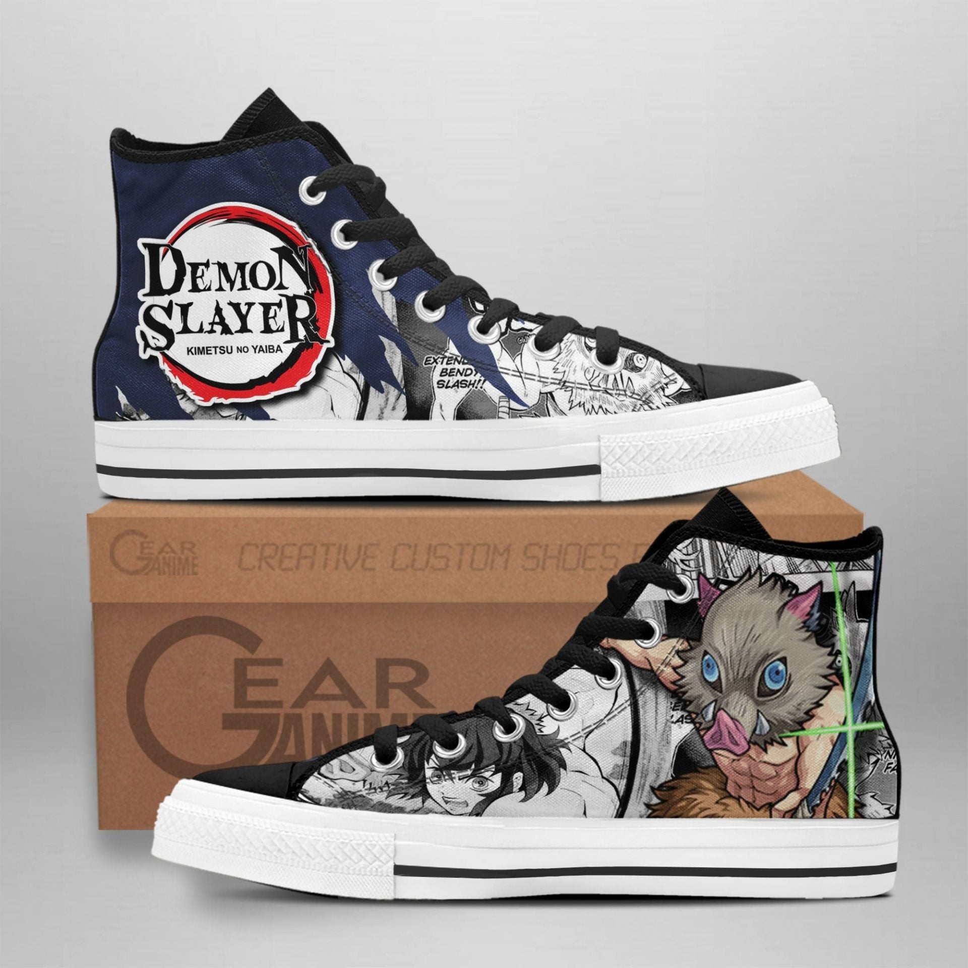 Ideafootwear Demon Slayer High Top Canvas Sneakers Shoes For Men And Women