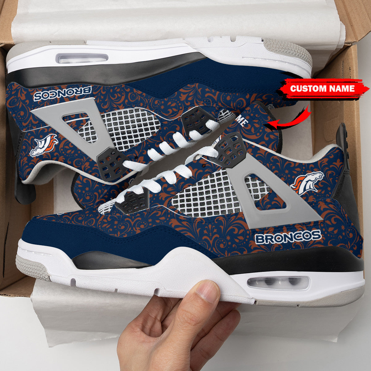 Ideafootwear Denver Broncos AJ4 Sneakers Shoes For Men And Women