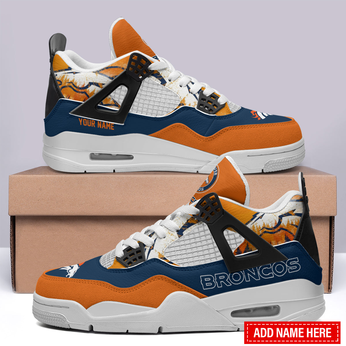 Ideafootwear Denver Broncos AJ4 Sneakers Shoes For Men And Women