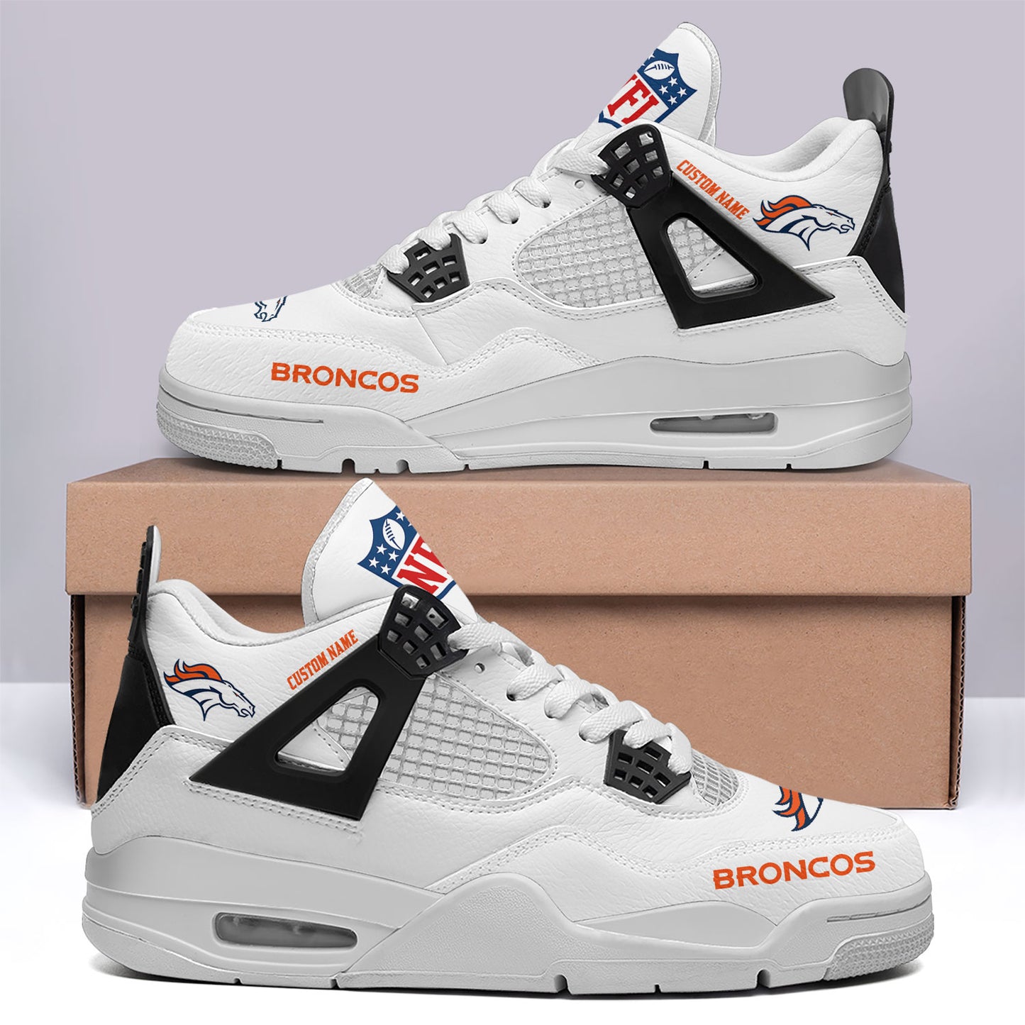 Ideafootwear Denver Broncos AJ4 Sneakers Shoes For Men And Women