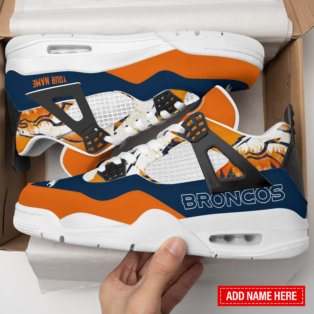 Ideafootwear Denver Broncos AJ4 Sneakers Shoes For Men And Women
