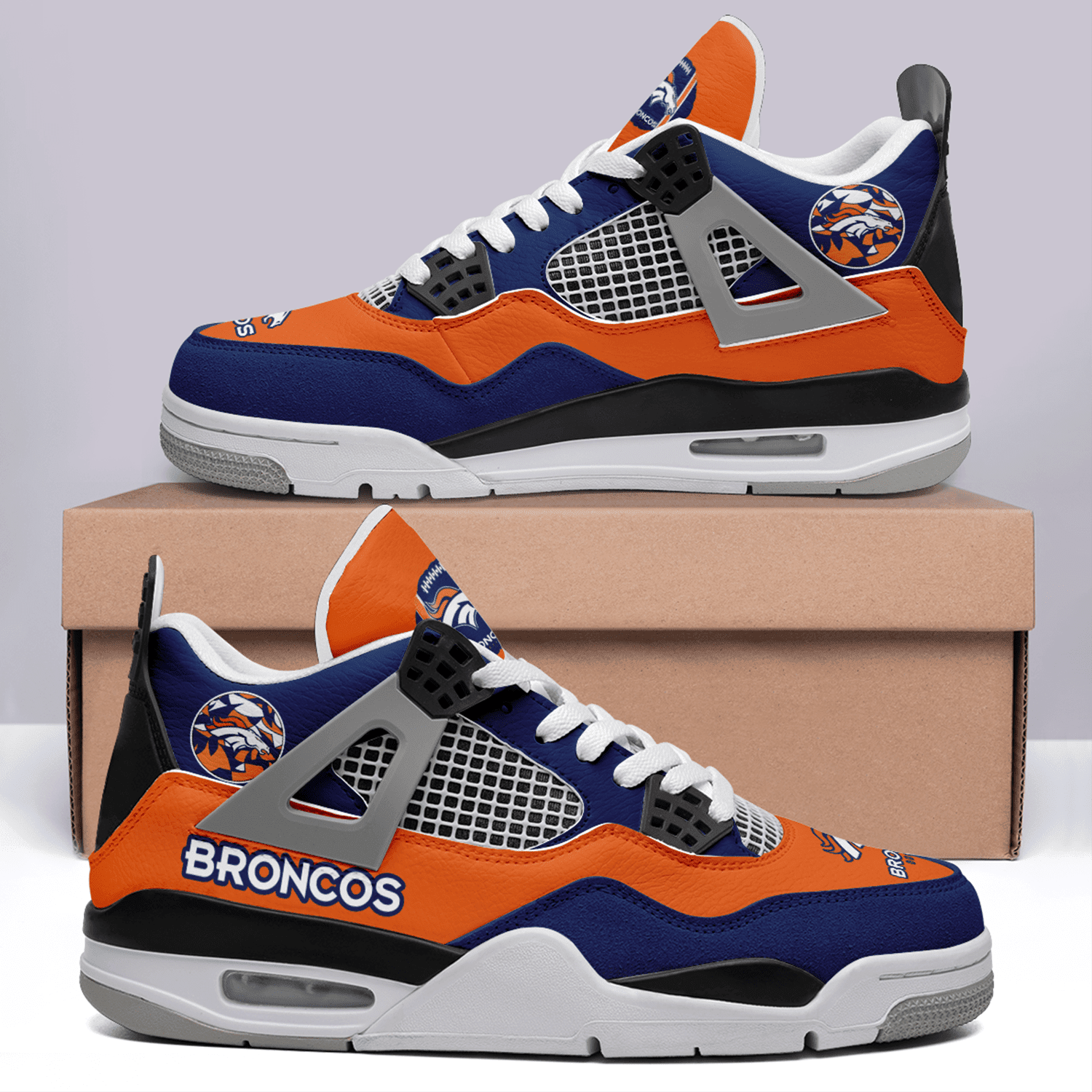 Ideafootwear Denver Broncos AJ4 Sneakers Shoes For Men And Women