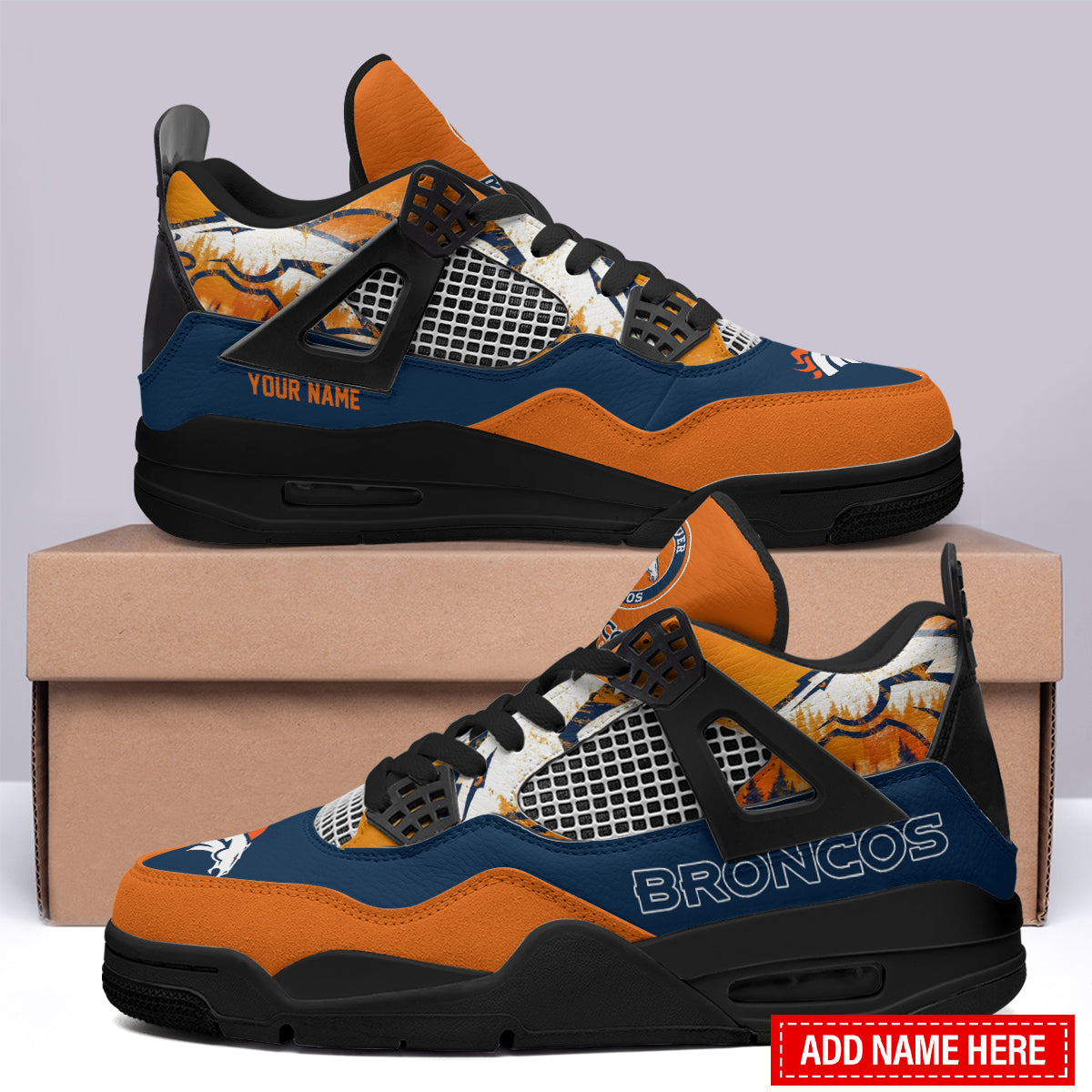 Ideafootwear Denver Broncos AJ4 Sneakers Shoes For Men And Women