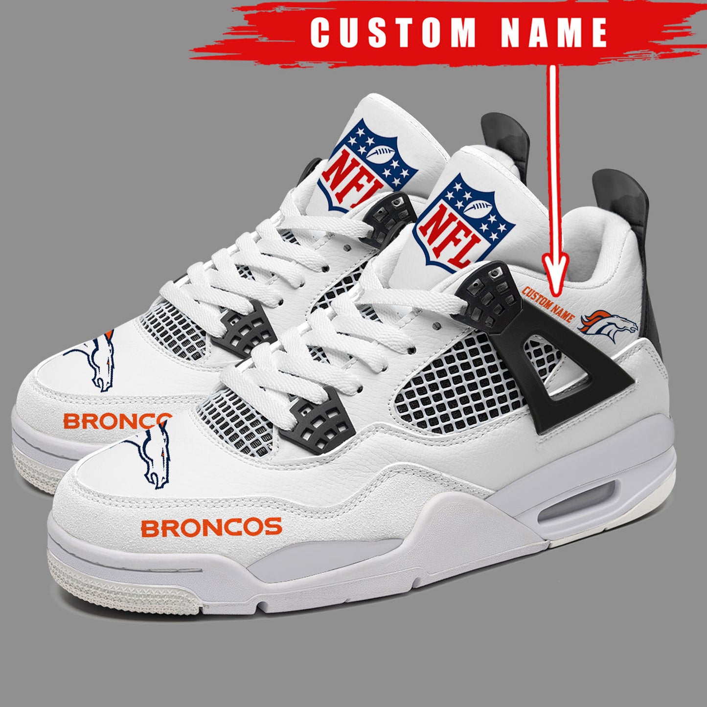 Ideafootwear Denver Broncos AJ4 Sneakers Shoes For Men And Women