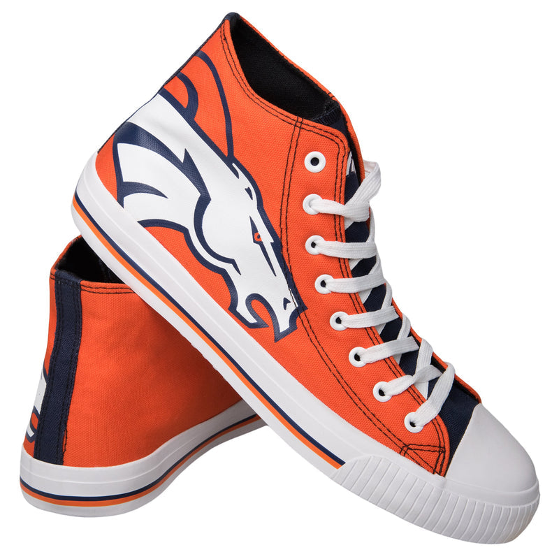 Ideafootwear Denver Broncos High Top Canvas Sneakers Shoes For Men And Women