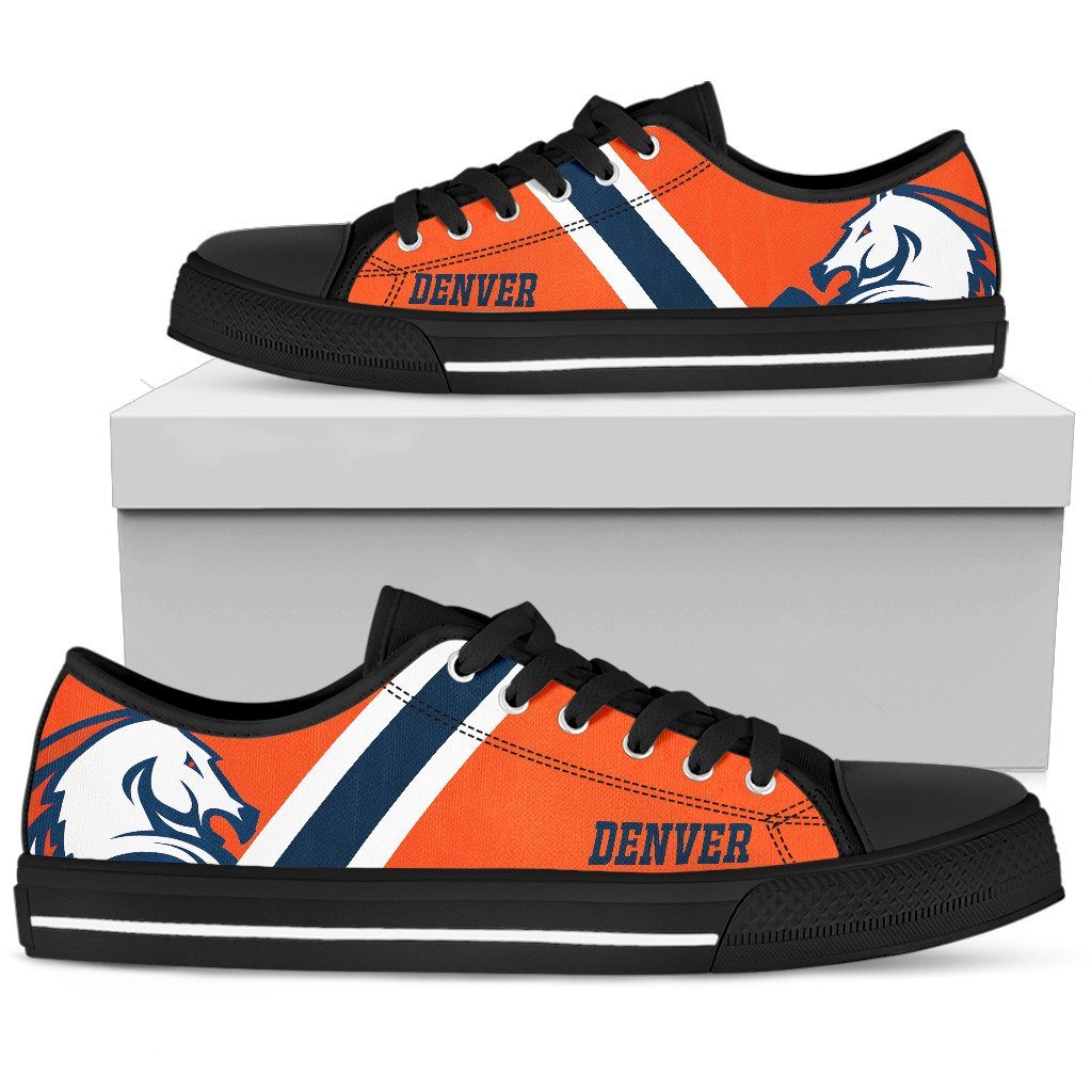 Ideafootwear Denver Broncos Low Top Canvas Sneakers Shoes For Men And Women