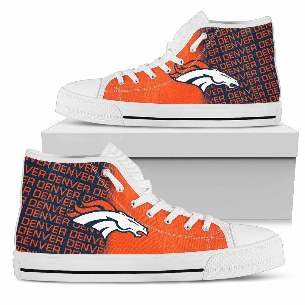 Ideafootwear Denver Broncos High Top Canvas Sneakers Shoes For Men And Women