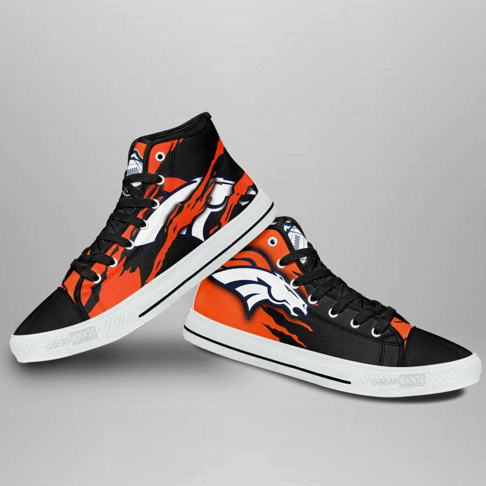 Ideafootwear Denver Broncos High Top Canvas Sneakers Shoes For Men And Women