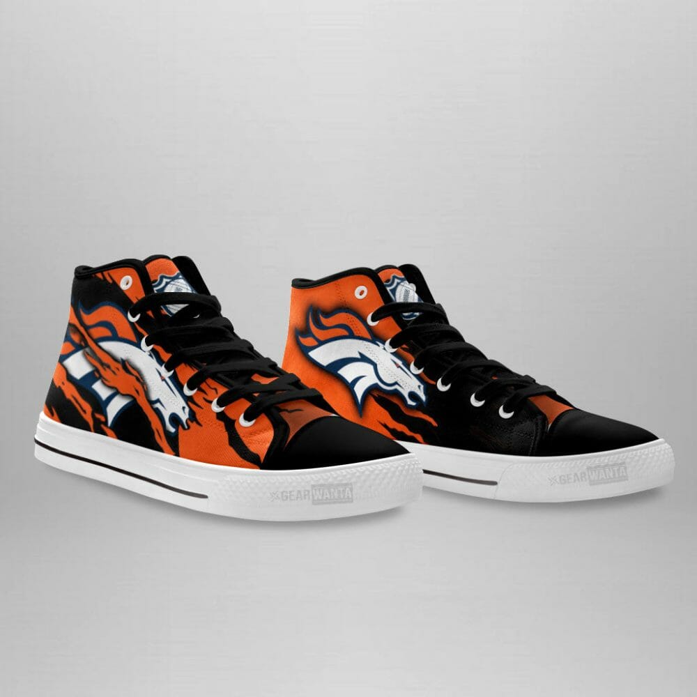 Ideafootwear Denver Broncos High Top Canvas Sneakers Shoes For Men And Women