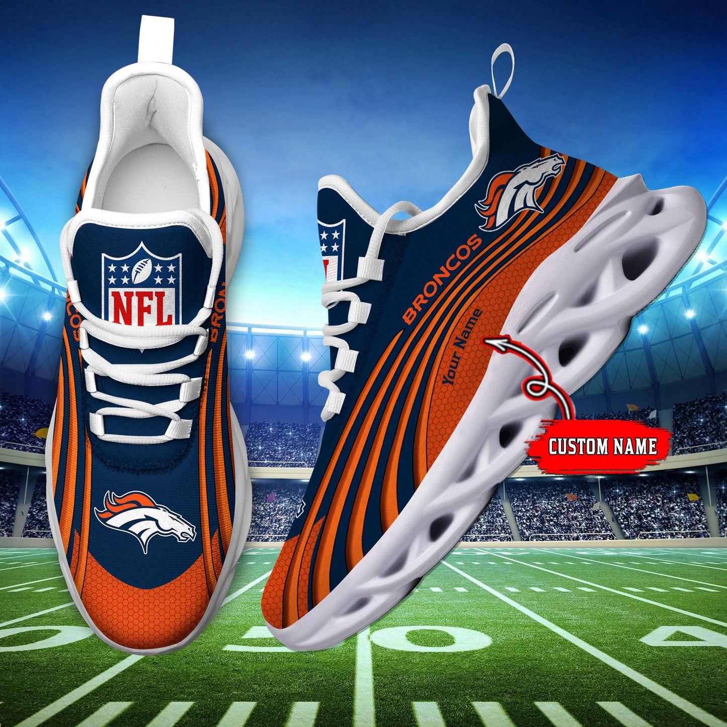 Ideafootwear Denver Broncos Max Soul Shoes Sneakers For Men And Women