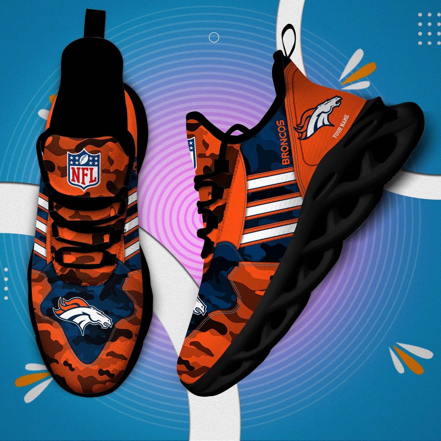 Ideafootwear Denver Broncos Max Soul Shoes Sneakers For Men And Women