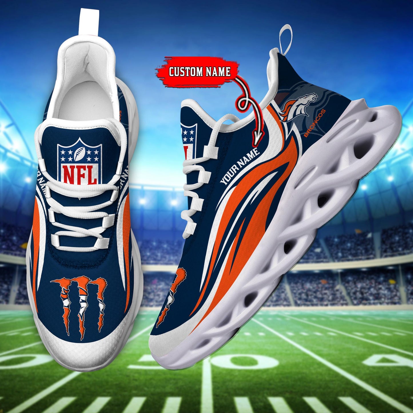 Ideafootwear Denver Broncos Max Soul Shoes Sneakers For Men And Women