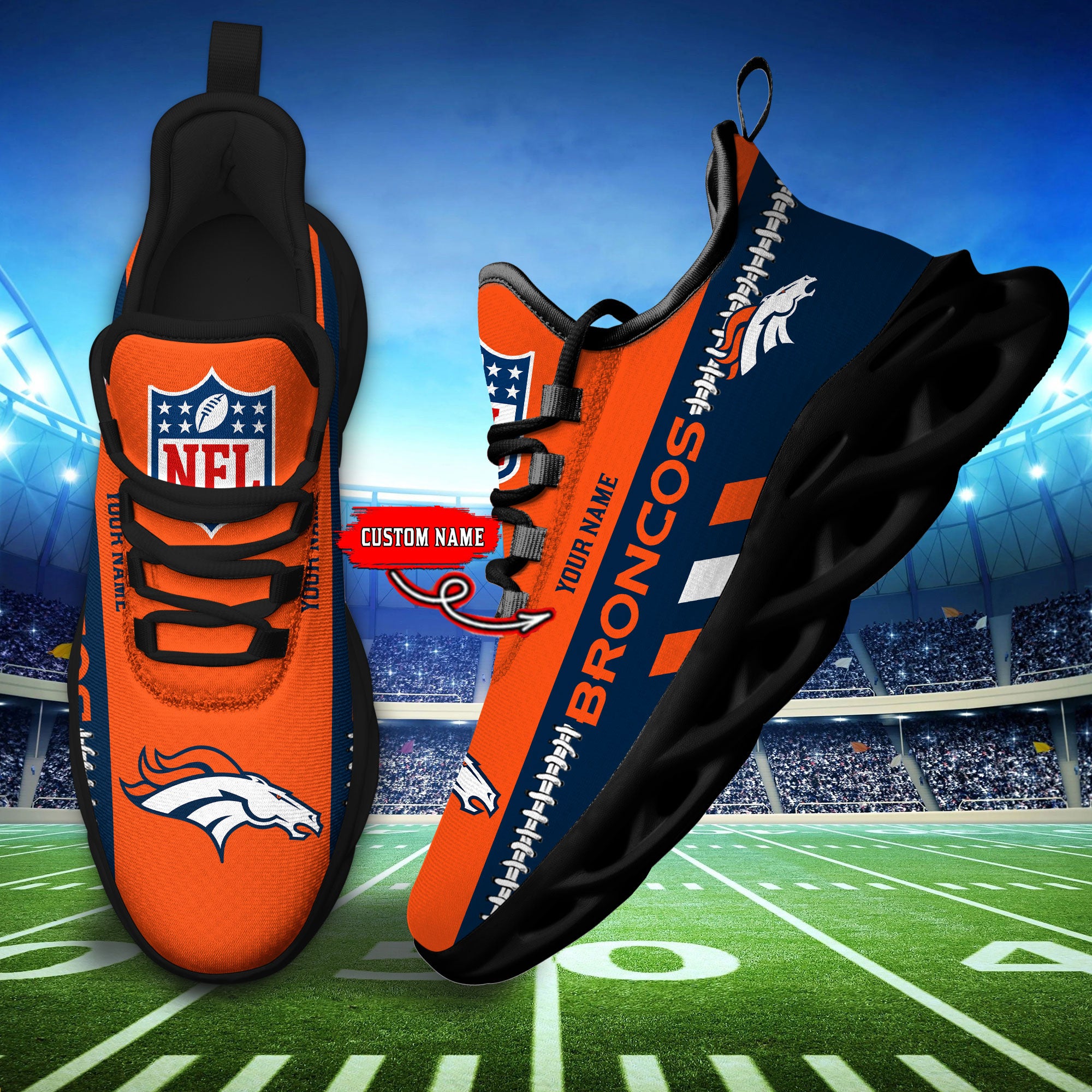 Ideafootwear Denver Broncos Max Soul Shoes Sneakers For Men And Women