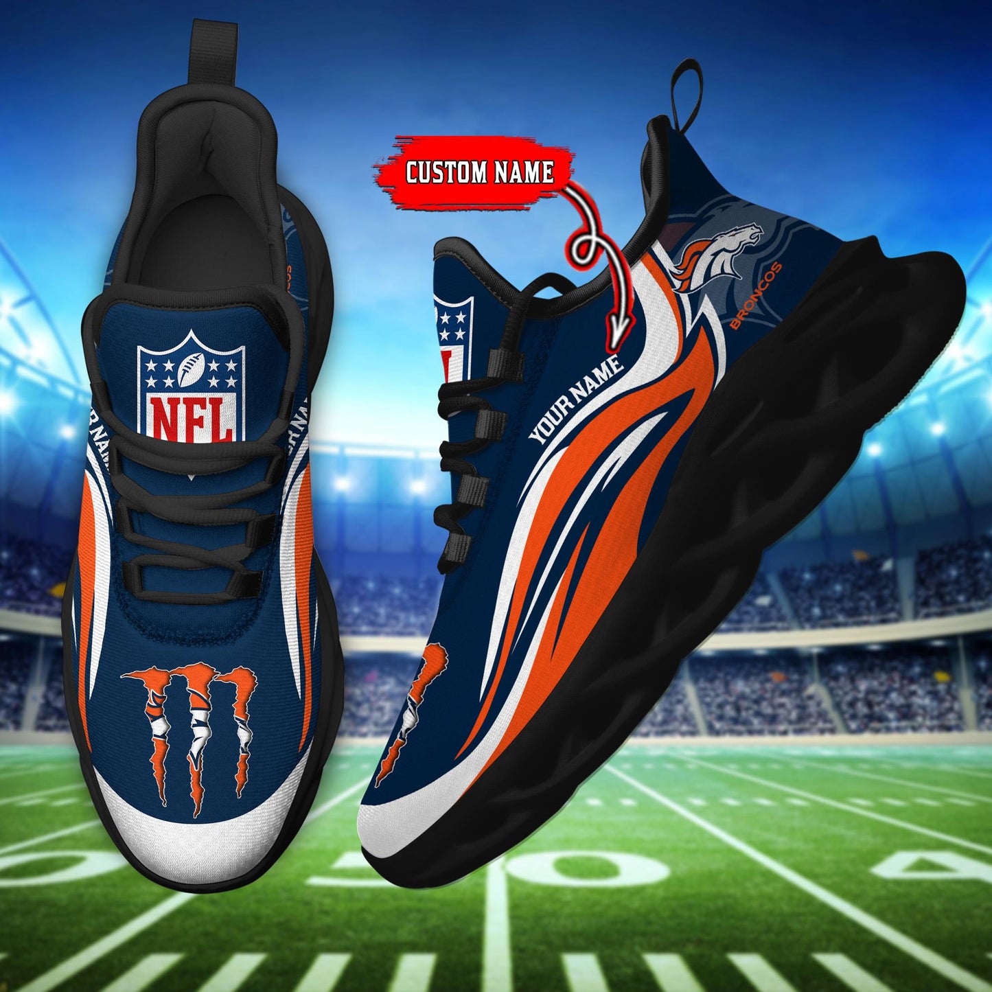 Ideafootwear Denver Broncos Max Soul Shoes Sneakers For Men And Women