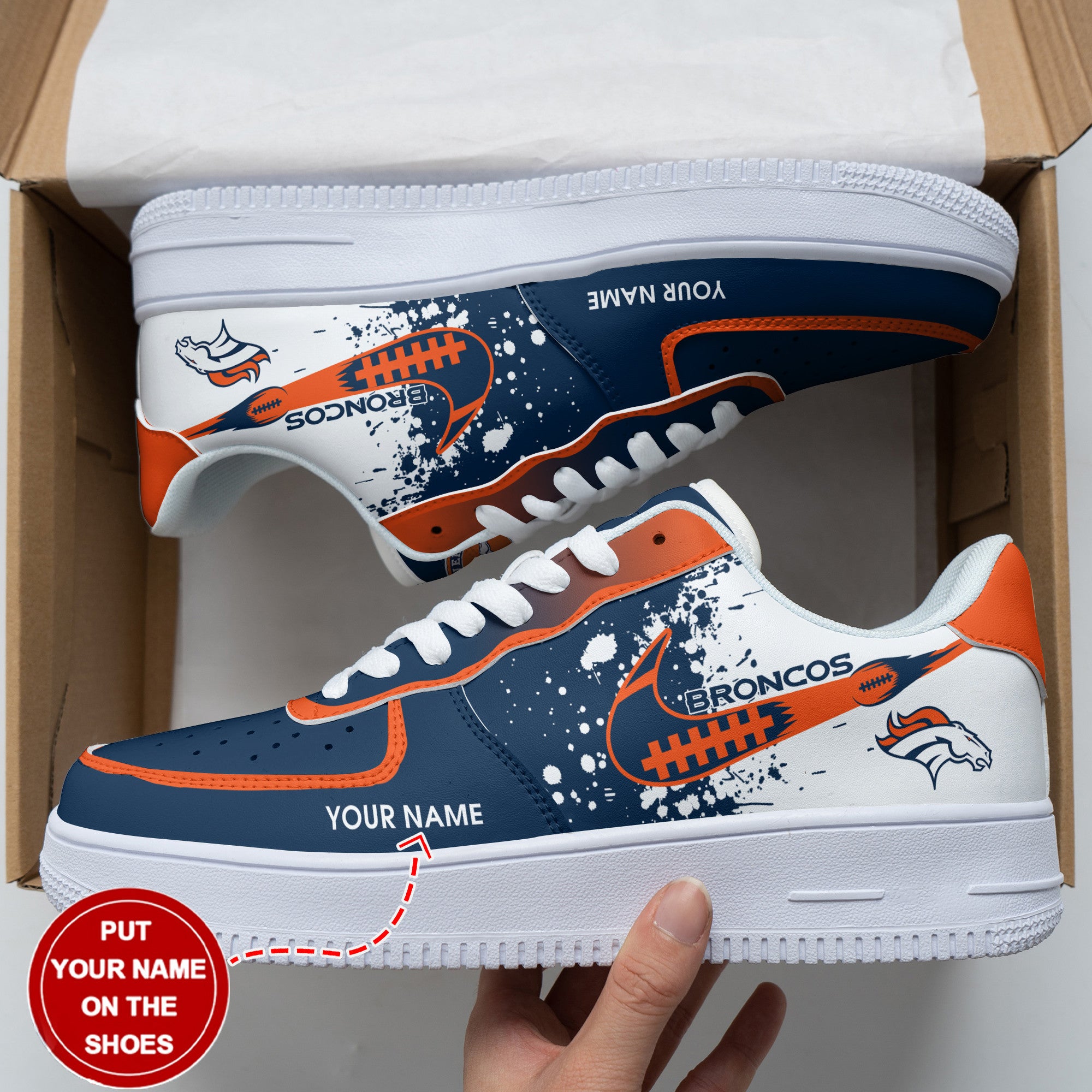 Ideafootwear Denver Broncos NFL Air Low-Top Sneakers Shoes For Men And Women