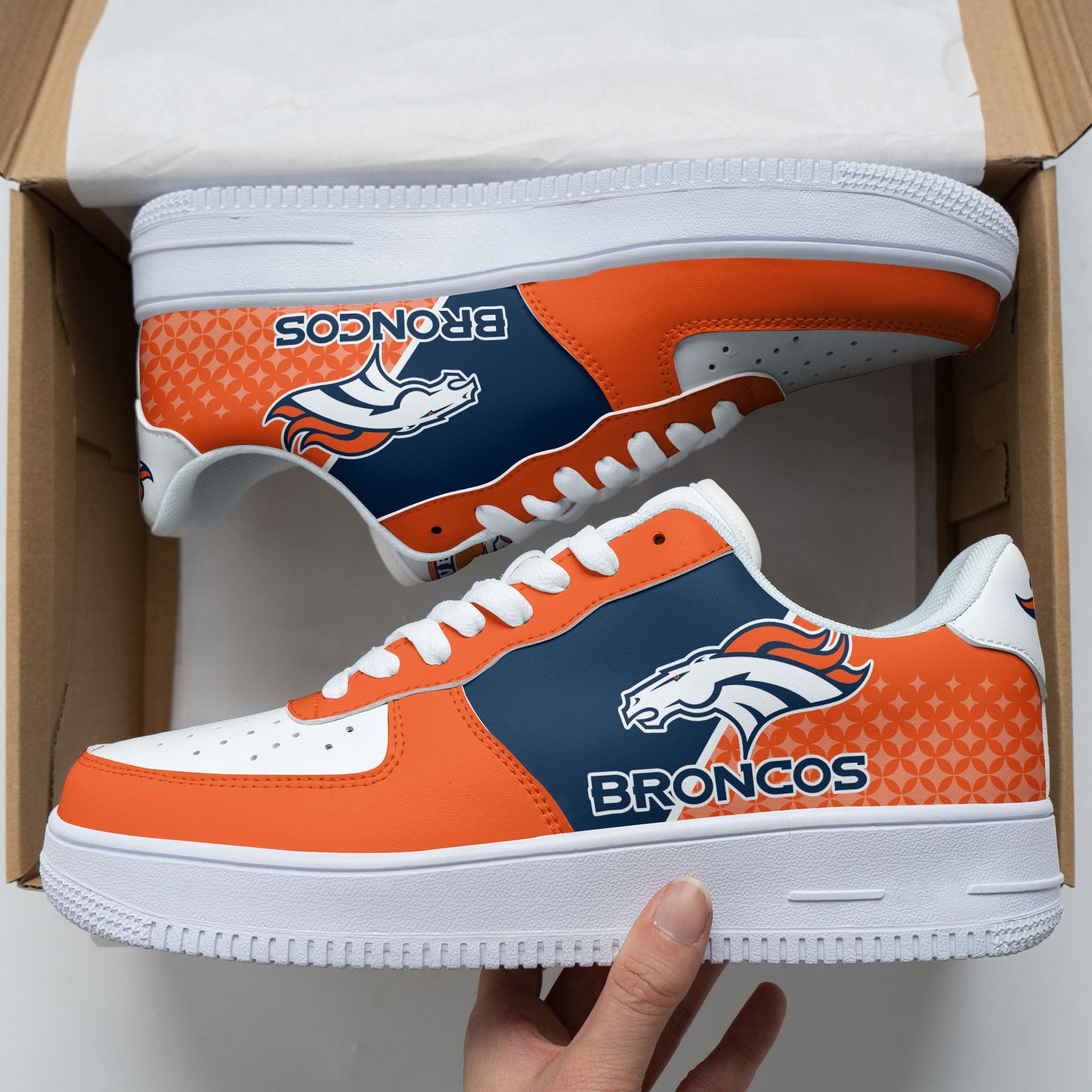 Ideafootwear Denver Broncos NFL Air Low-Top Sneakers Shoes For Men And Women