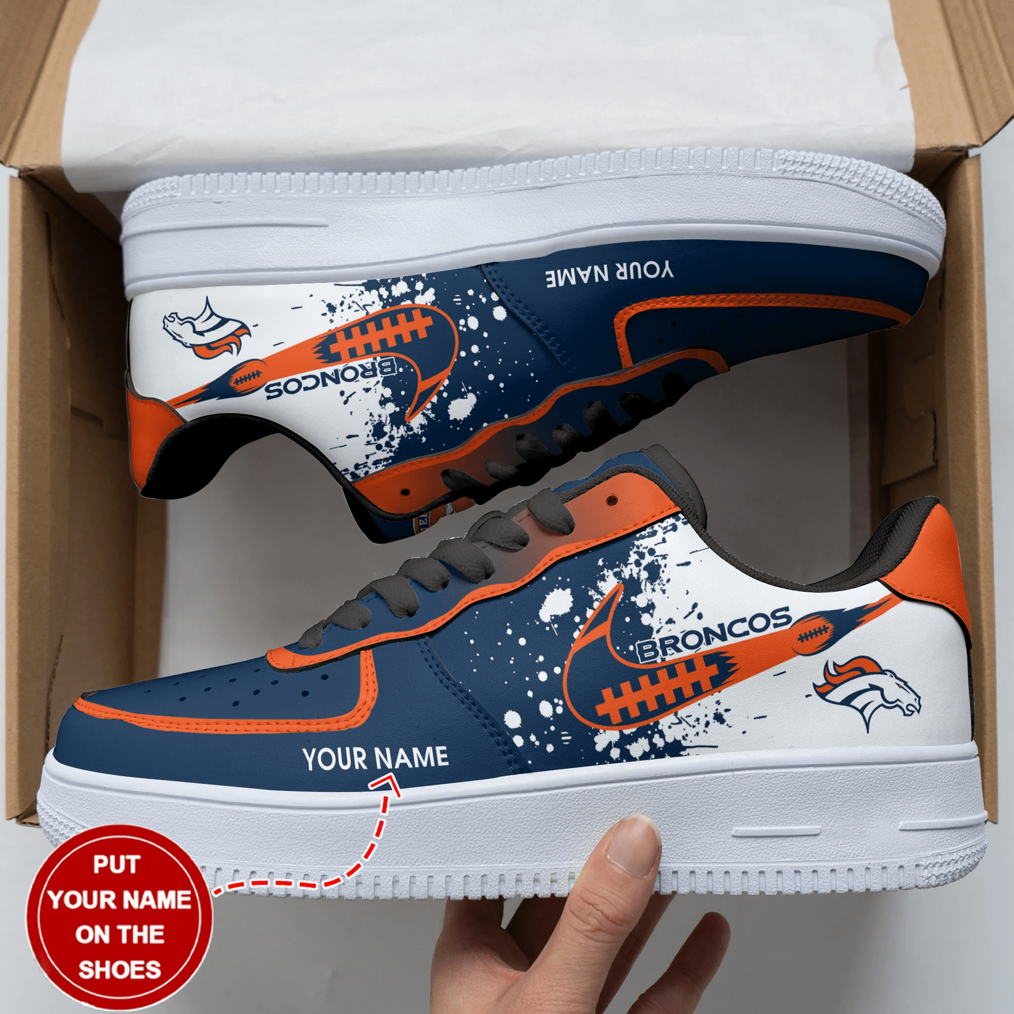 Ideafootwear Denver Broncos NFL Air Low-Top Sneakers Shoes For Men And Women