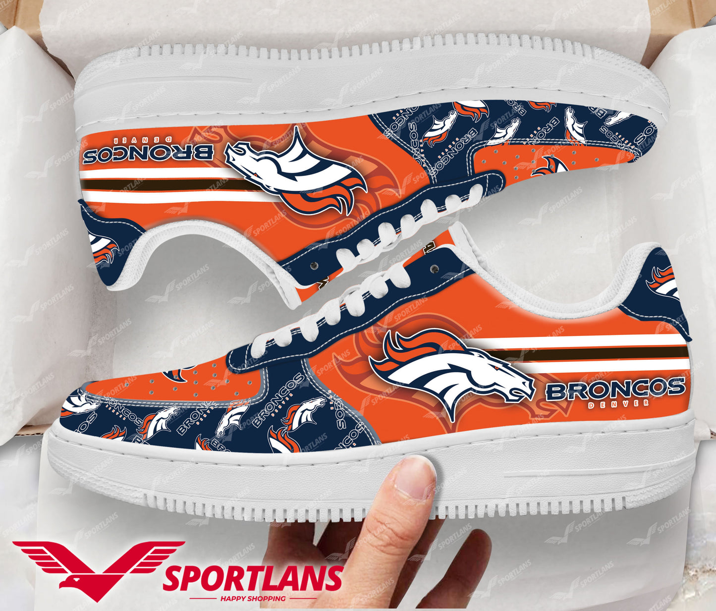Ideafootwear Denver Broncos NFL Air Low-Top Sneakers Shoes For Men And Women