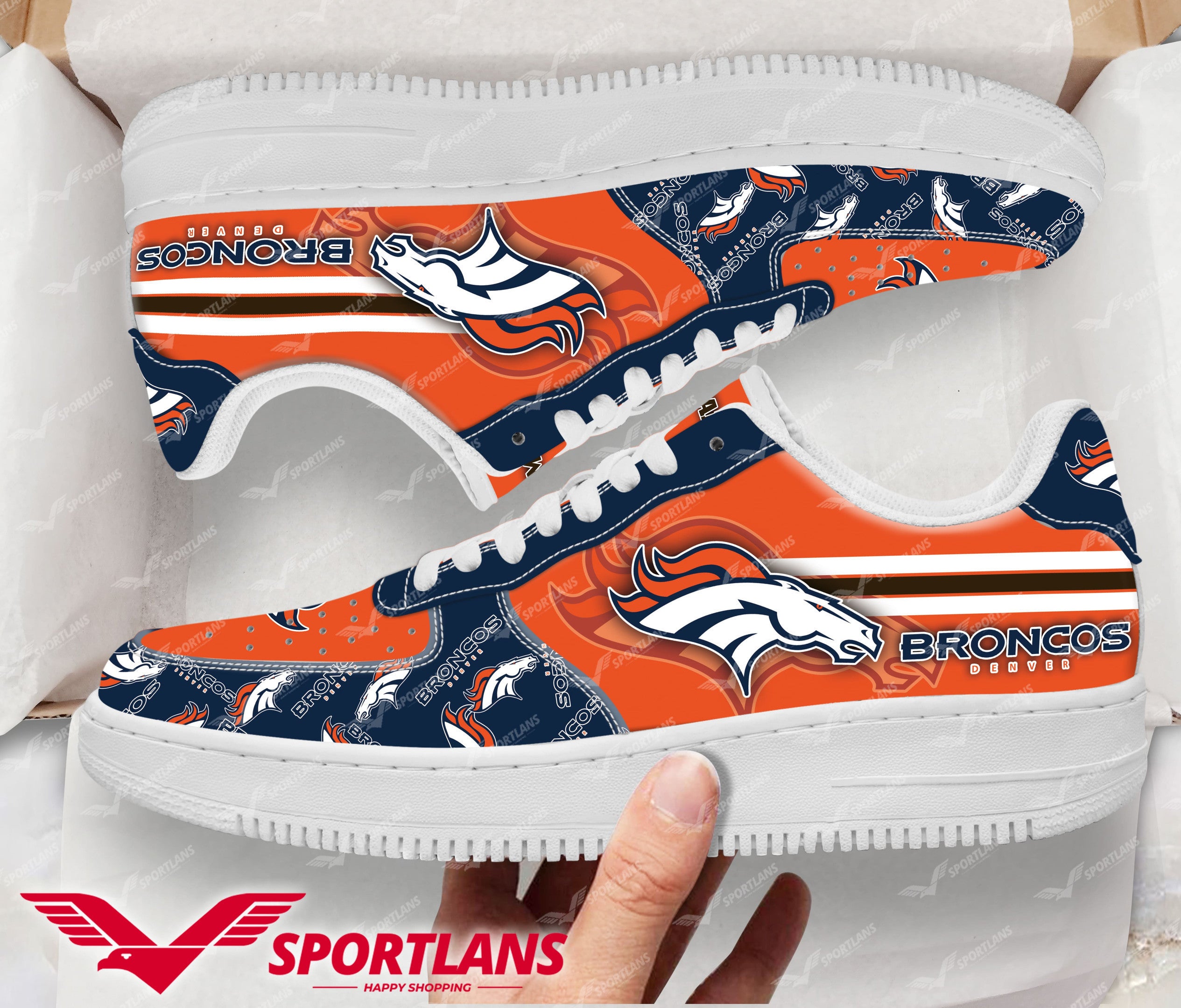 Ideafootwear Denver Broncos NFL Air Low-Top Sneakers Shoes For Men And Women