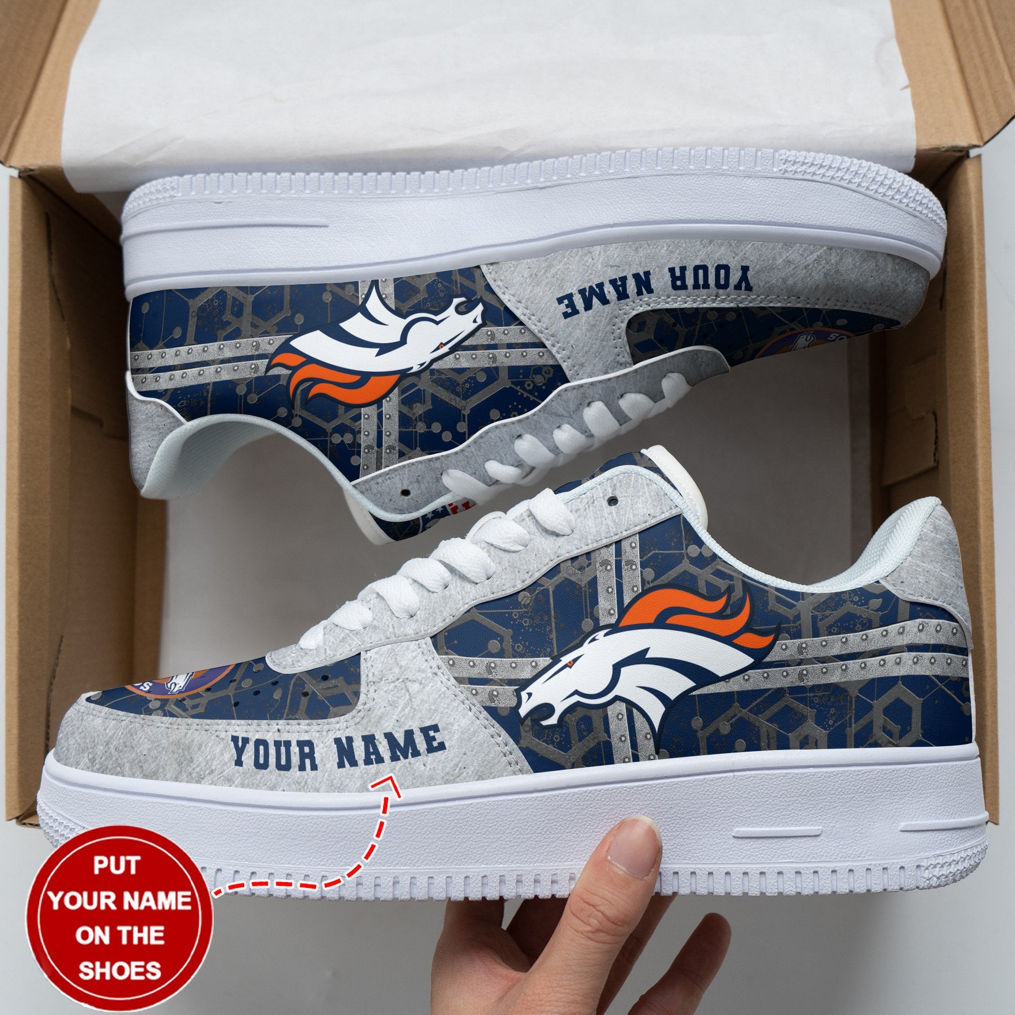 Ideafootwear Denver Broncos NFL Air Low-Top Sneakers Shoes For Men And Women