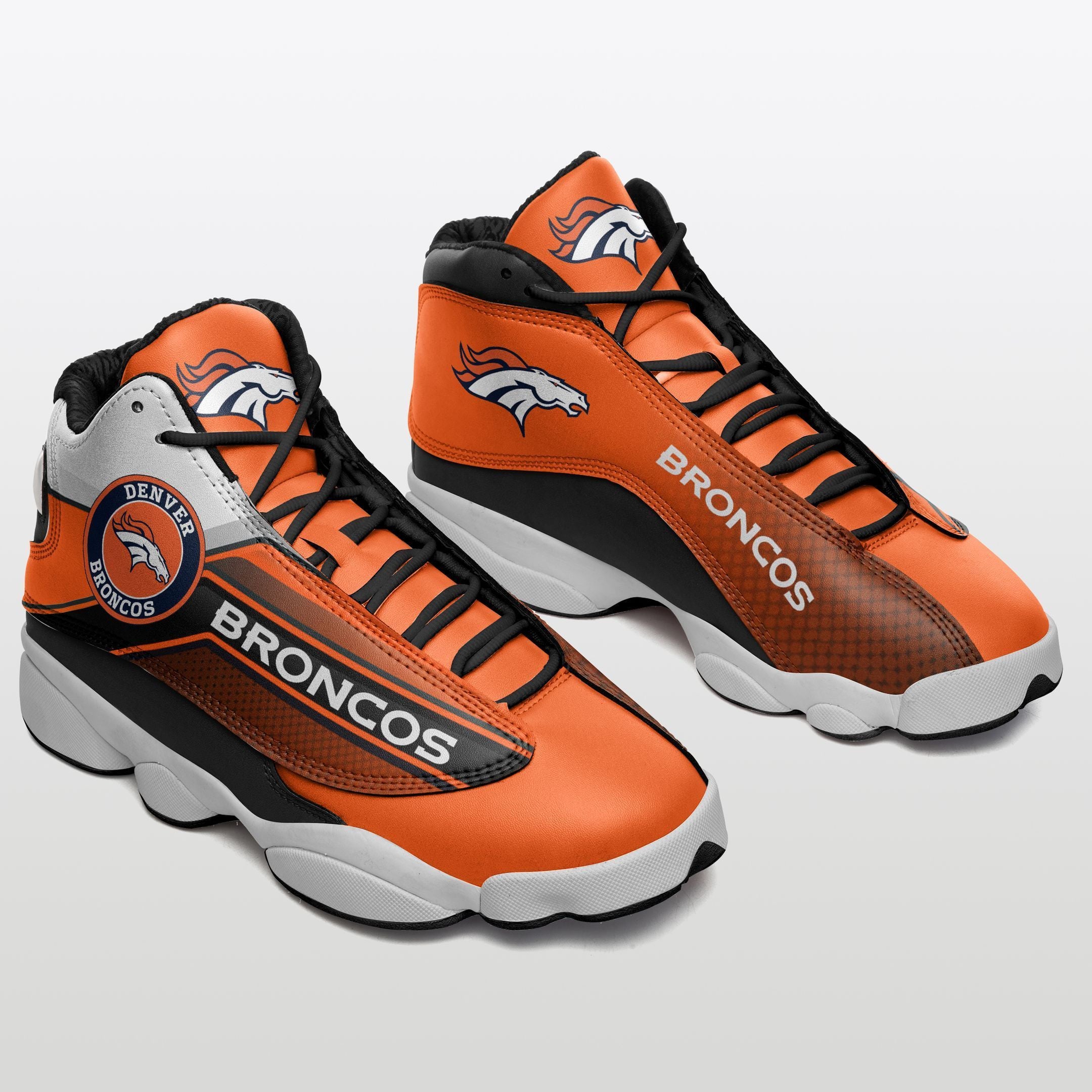 Ideafootwear Denver Broncos NFL AJ13 Sneakers Shoes For Men And Women