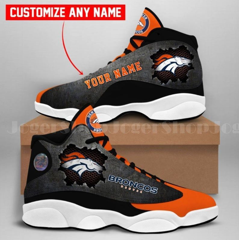 Ideafootwear Denver Broncos NFL AJ13 Sneakers Shoes For Men And Women