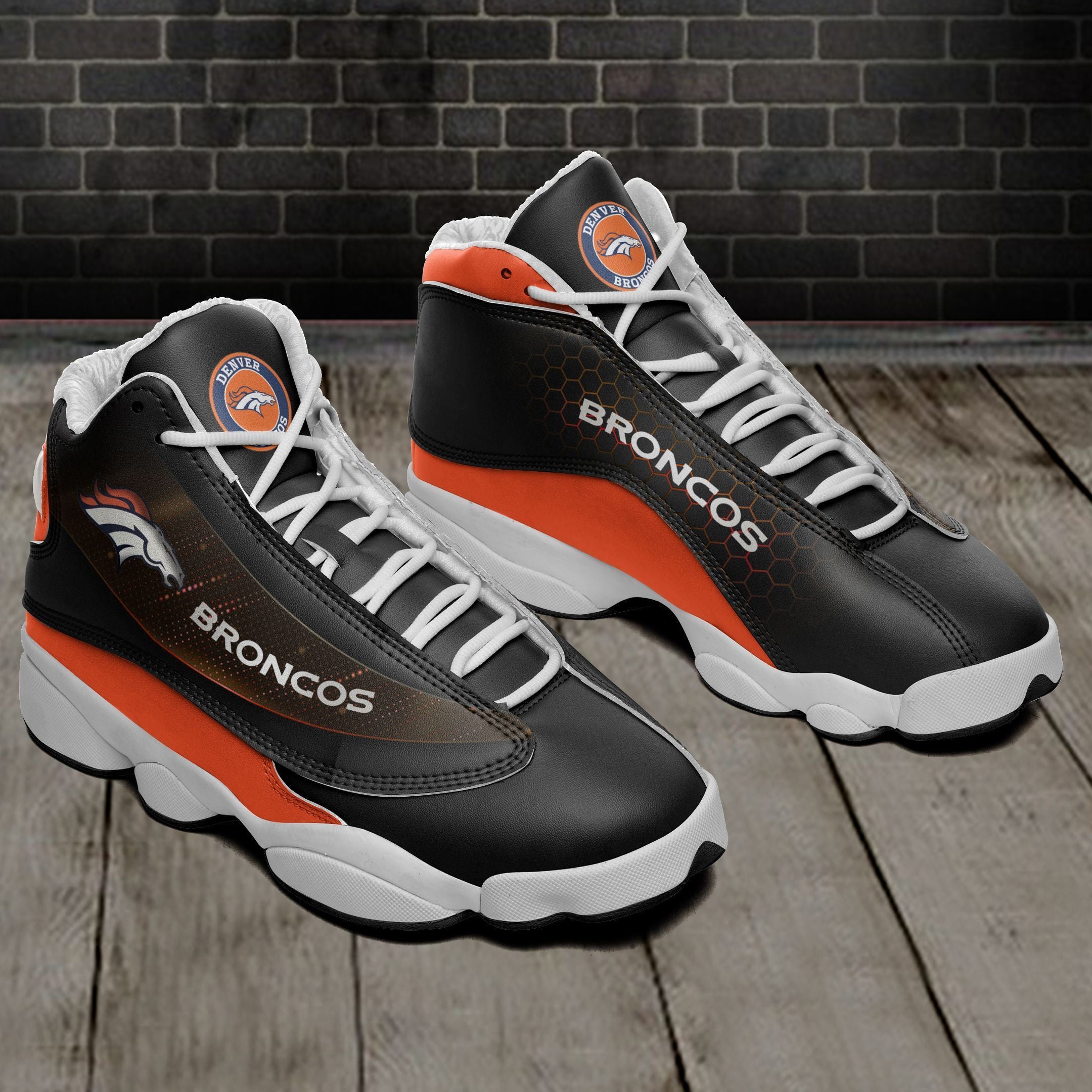 Ideafootwear Denver Broncos NFL AJ13 Sneakers Shoes For Men And Women