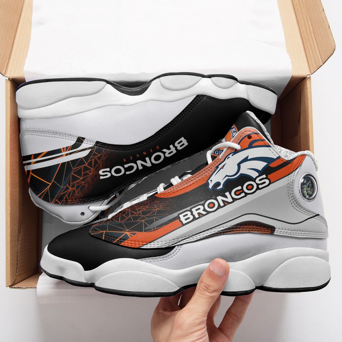 Ideafootwear Denver Broncos NFL AJ13 Sneakers Shoes For Men And Women