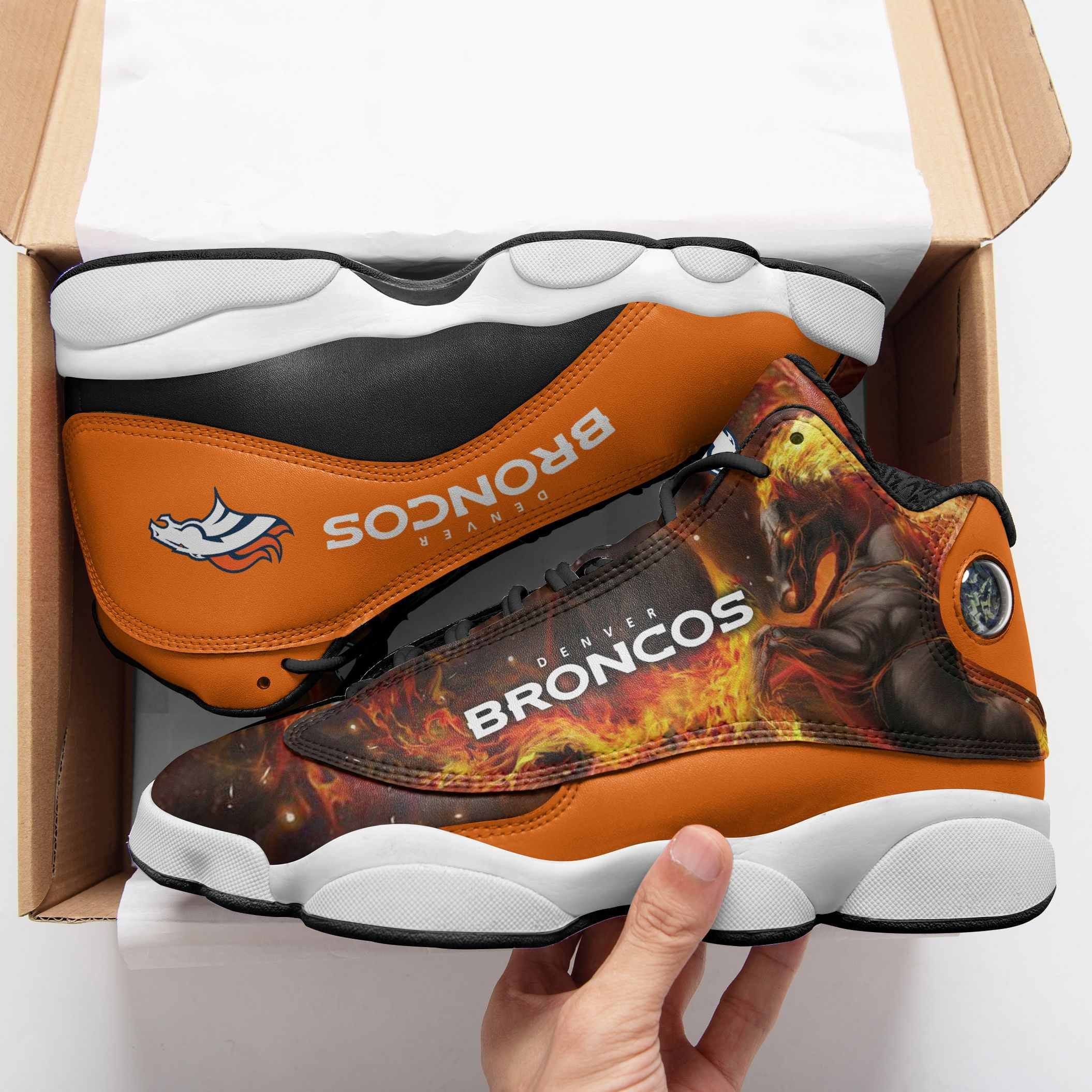 Ideafootwear Denver Broncos NFL AJ13 Sneakers Shoes For Men And Women
