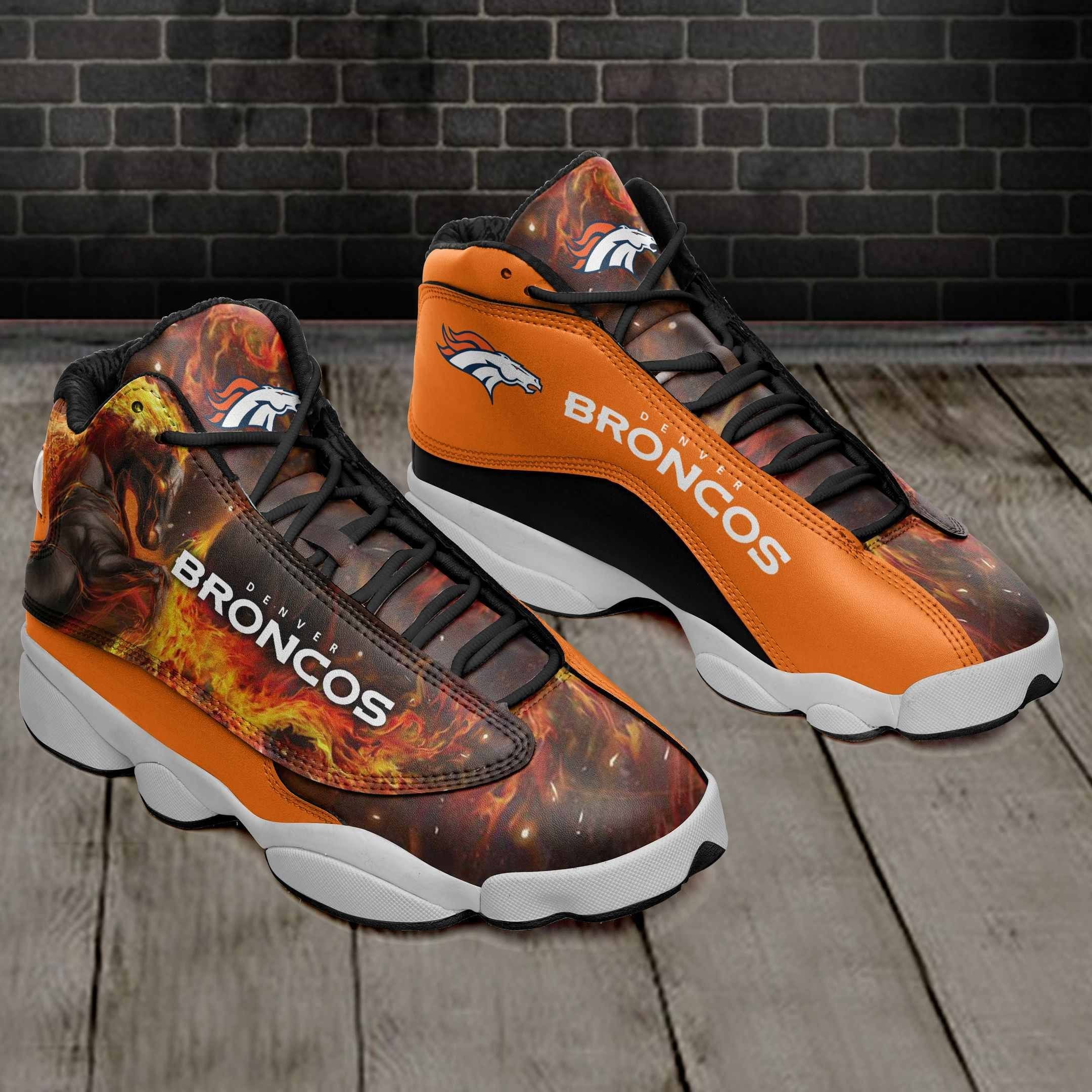 Ideafootwear Denver Broncos NFL AJ13 Sneakers Shoes For Men And Women