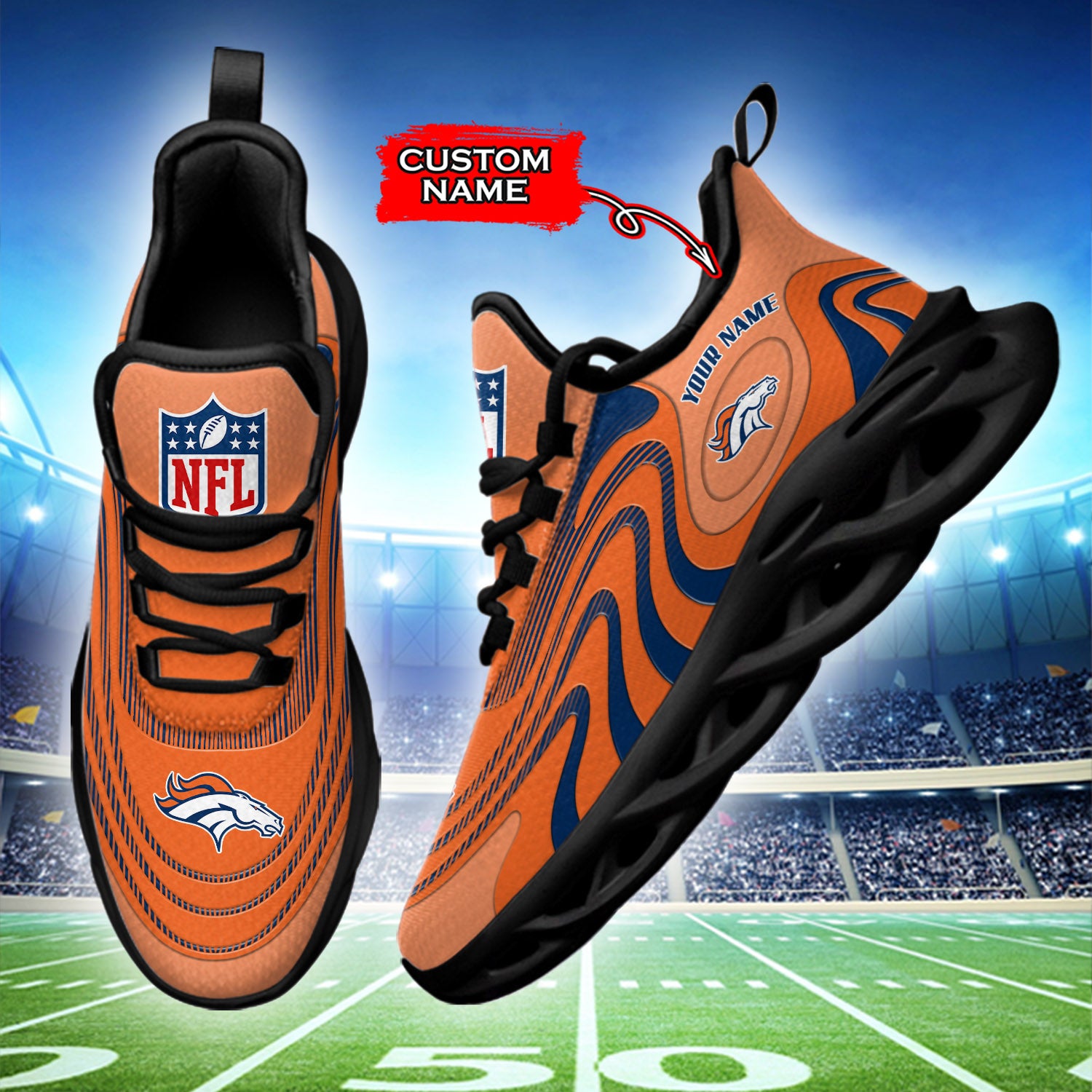 Ideafootwear Denver Broncos NFL Max Soul Shoes Sneakers For Men And Women