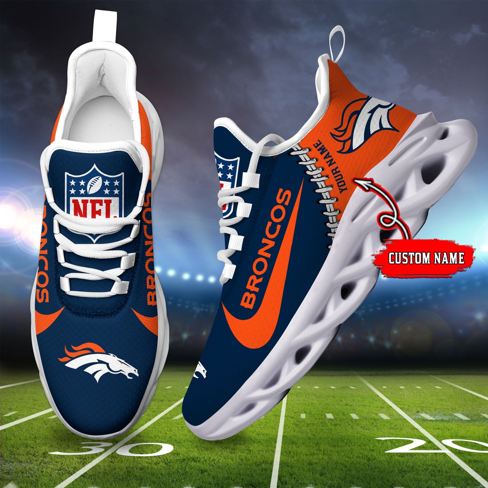 Ideafootwear Denver Broncos NFL Max Soul Shoes Sneakers For Men And Women