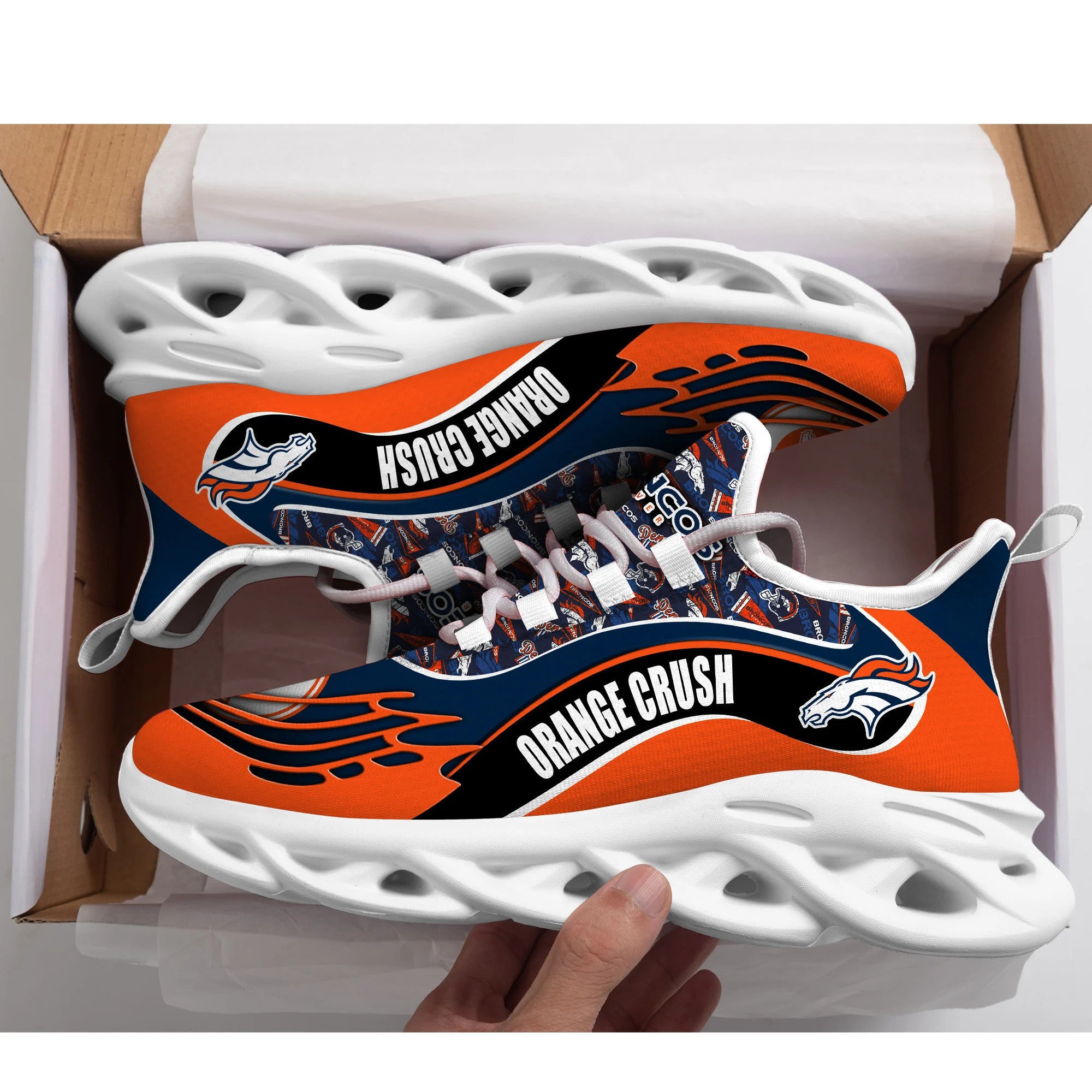 Ideafootwear Denver Broncos NFL Max Soul Shoes Sneakers For Men And Women