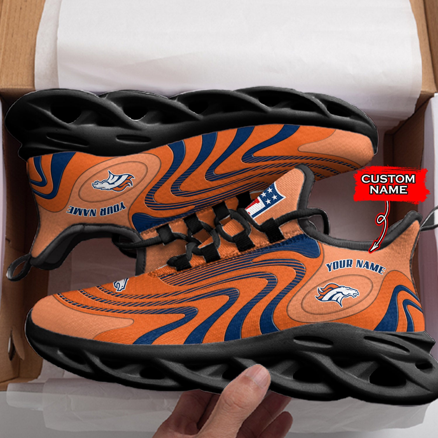 Ideafootwear Denver Broncos NFL Max Soul Shoes Sneakers For Men And Women