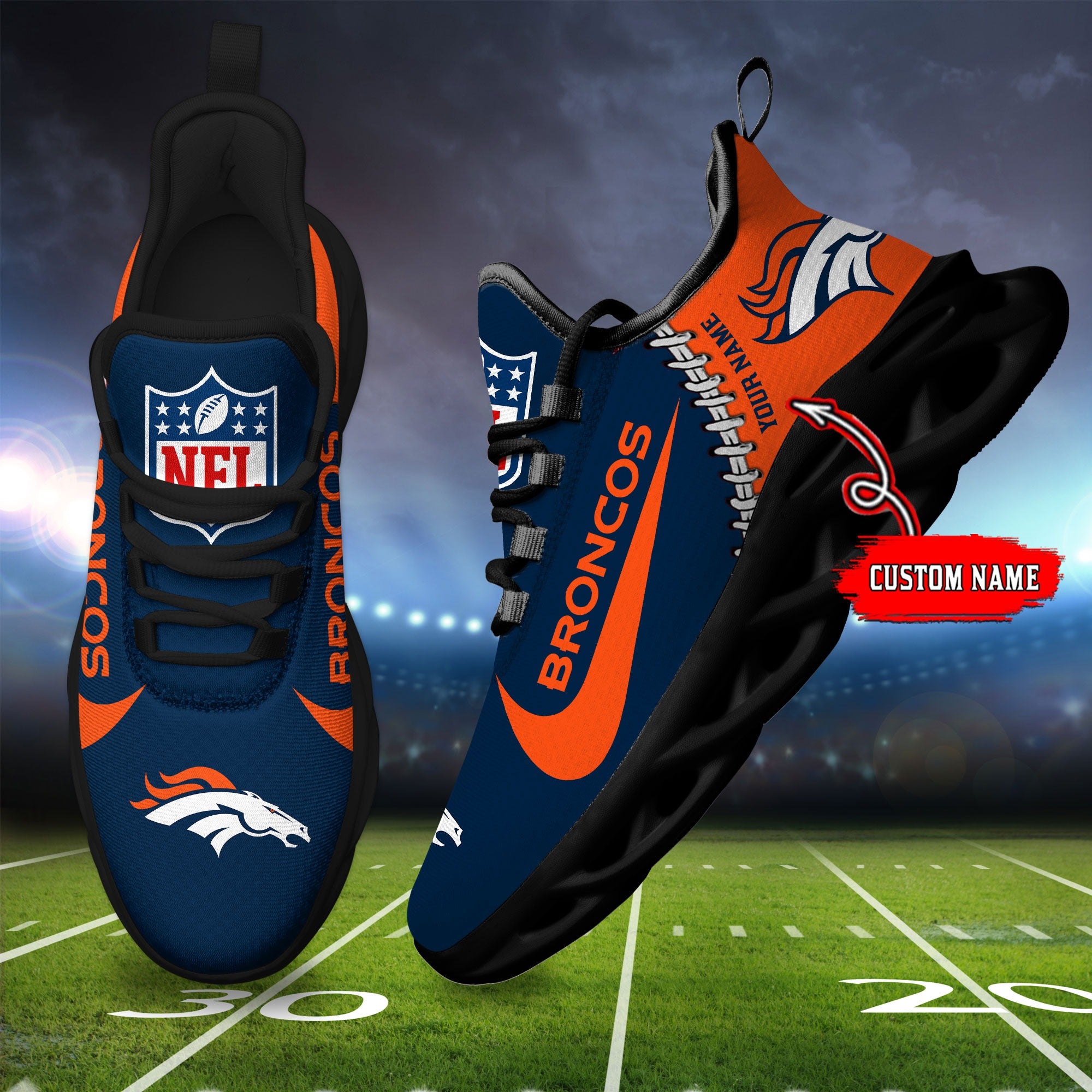 Ideafootwear Denver Broncos NFL Max Soul Shoes Sneakers For Men And Women