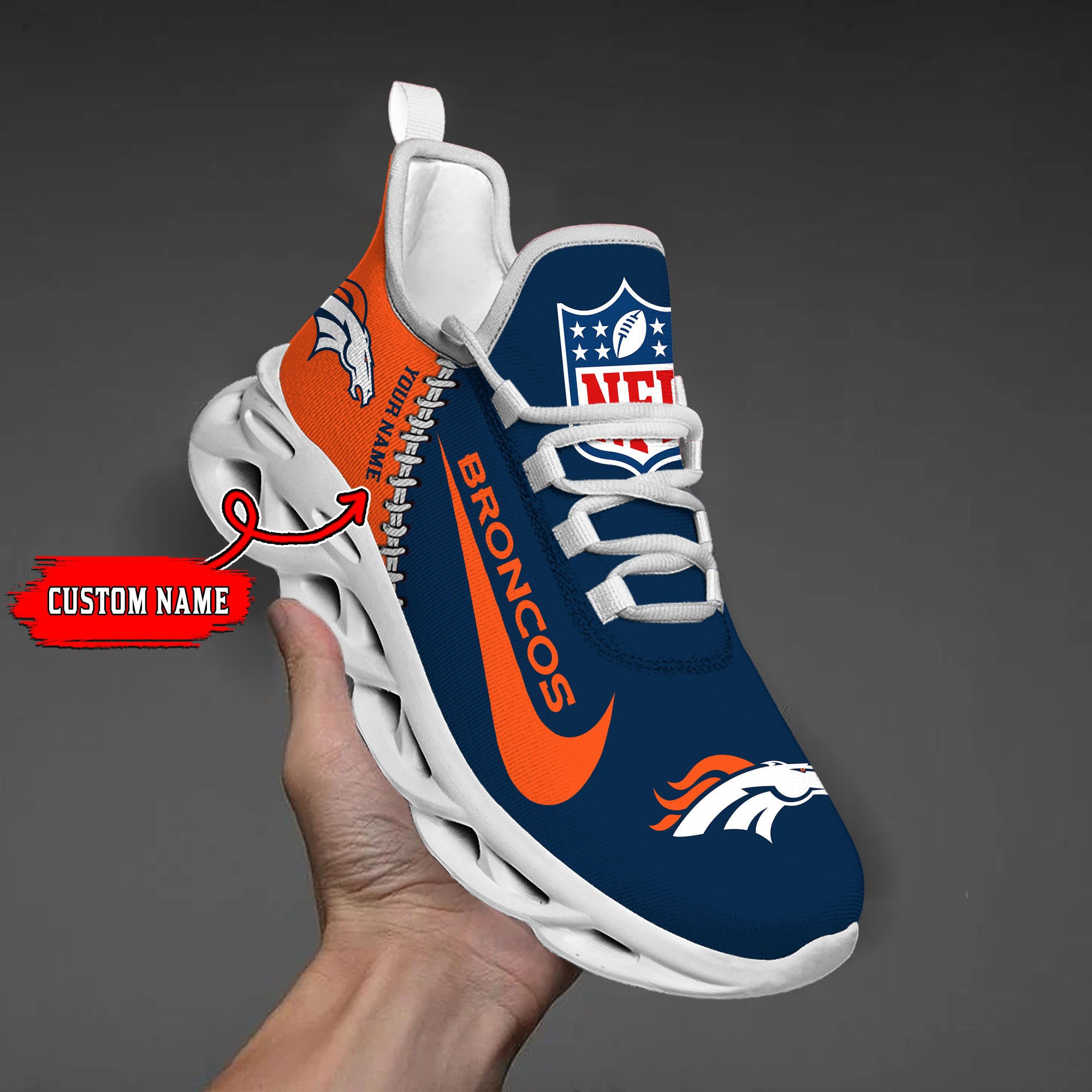 Ideafootwear Denver Broncos NFL Max Soul Shoes Sneakers For Men And Women