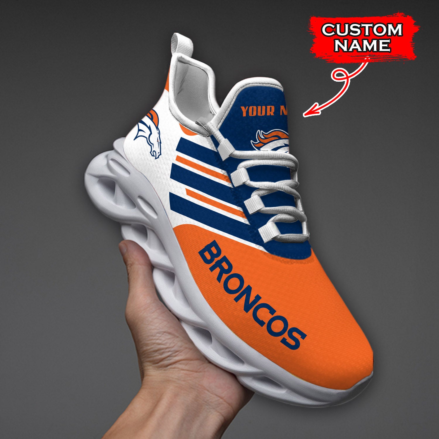 Ideafootwear Denver Broncos NFL Max Soul Shoes Sneakers For Men And Women