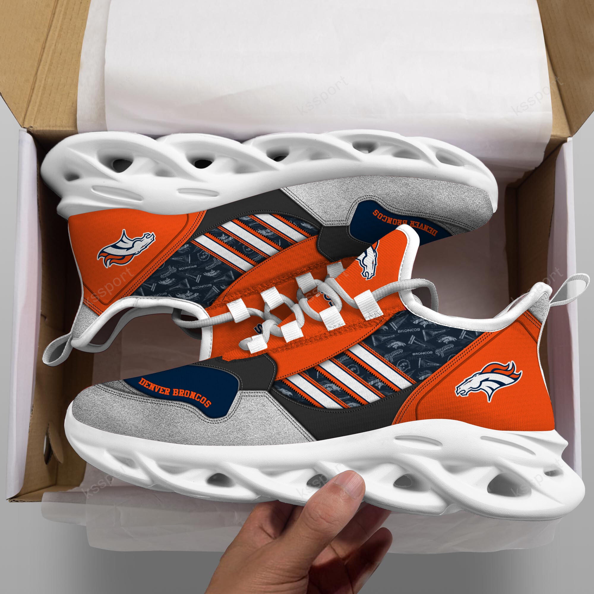 Ideafootwear Denver Broncos NFL Max Soul Shoes Sneakers For Men And Women