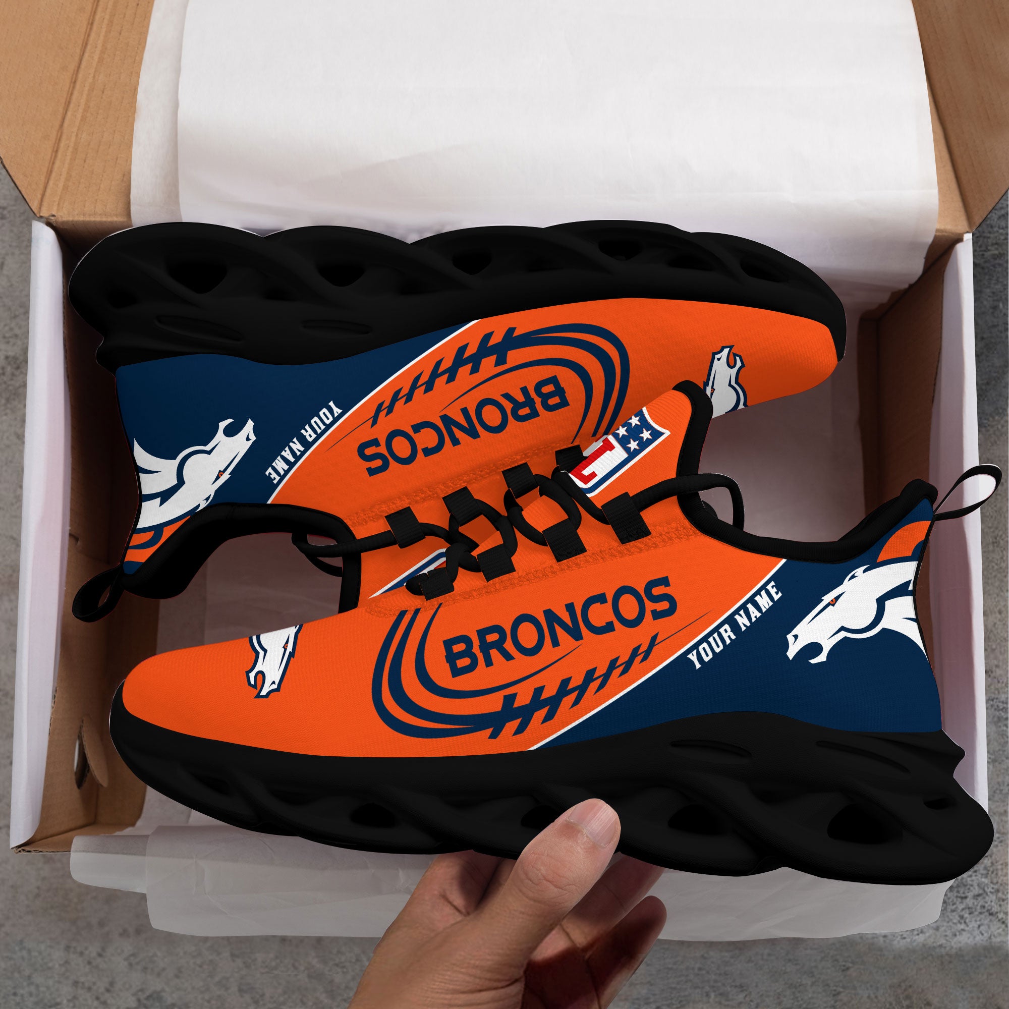 Ideafootwear Denver Broncos NFL Max Soul Shoes Sneakers For Men And Women