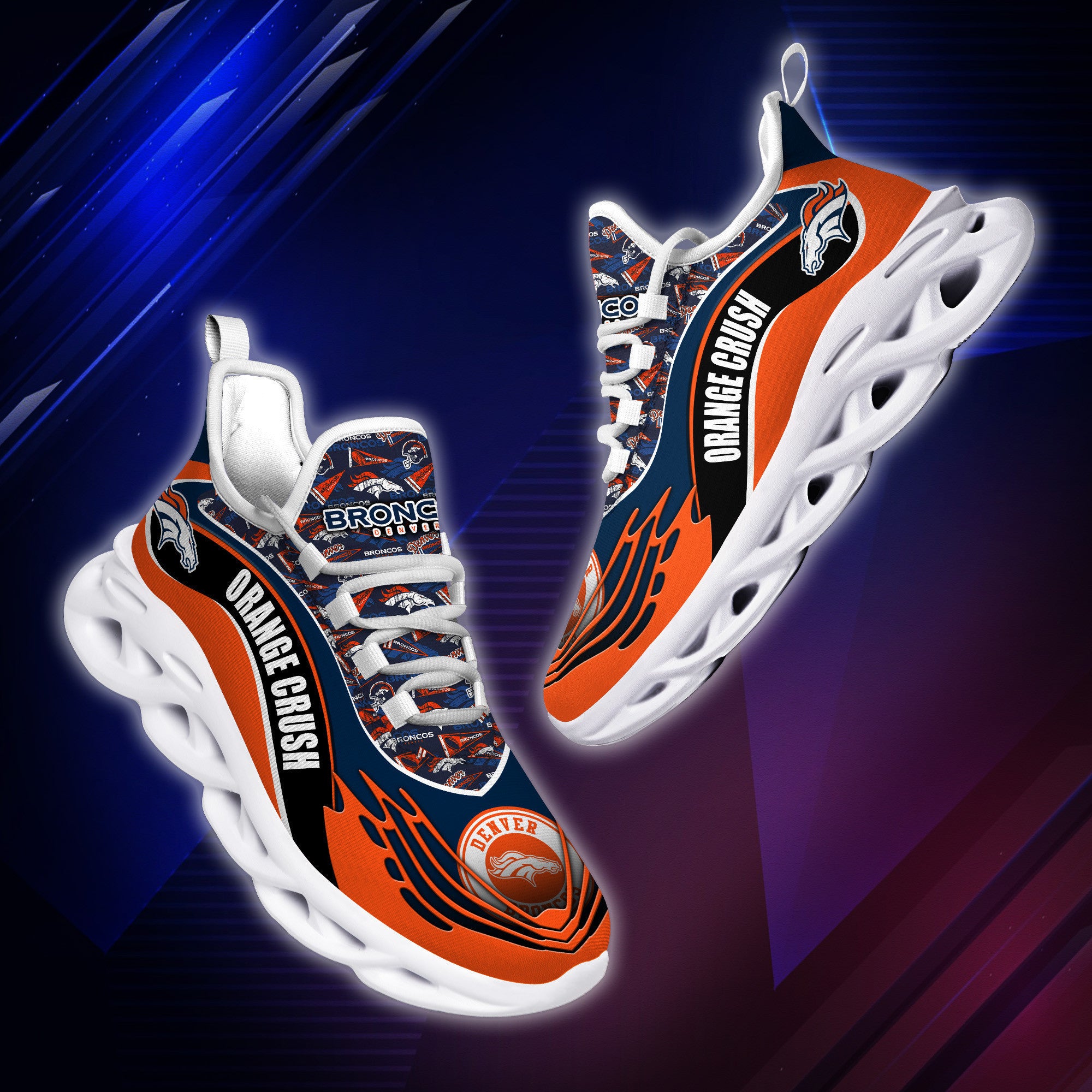 Ideafootwear Denver Broncos NFL Max Soul Shoes Sneakers For Men And Women