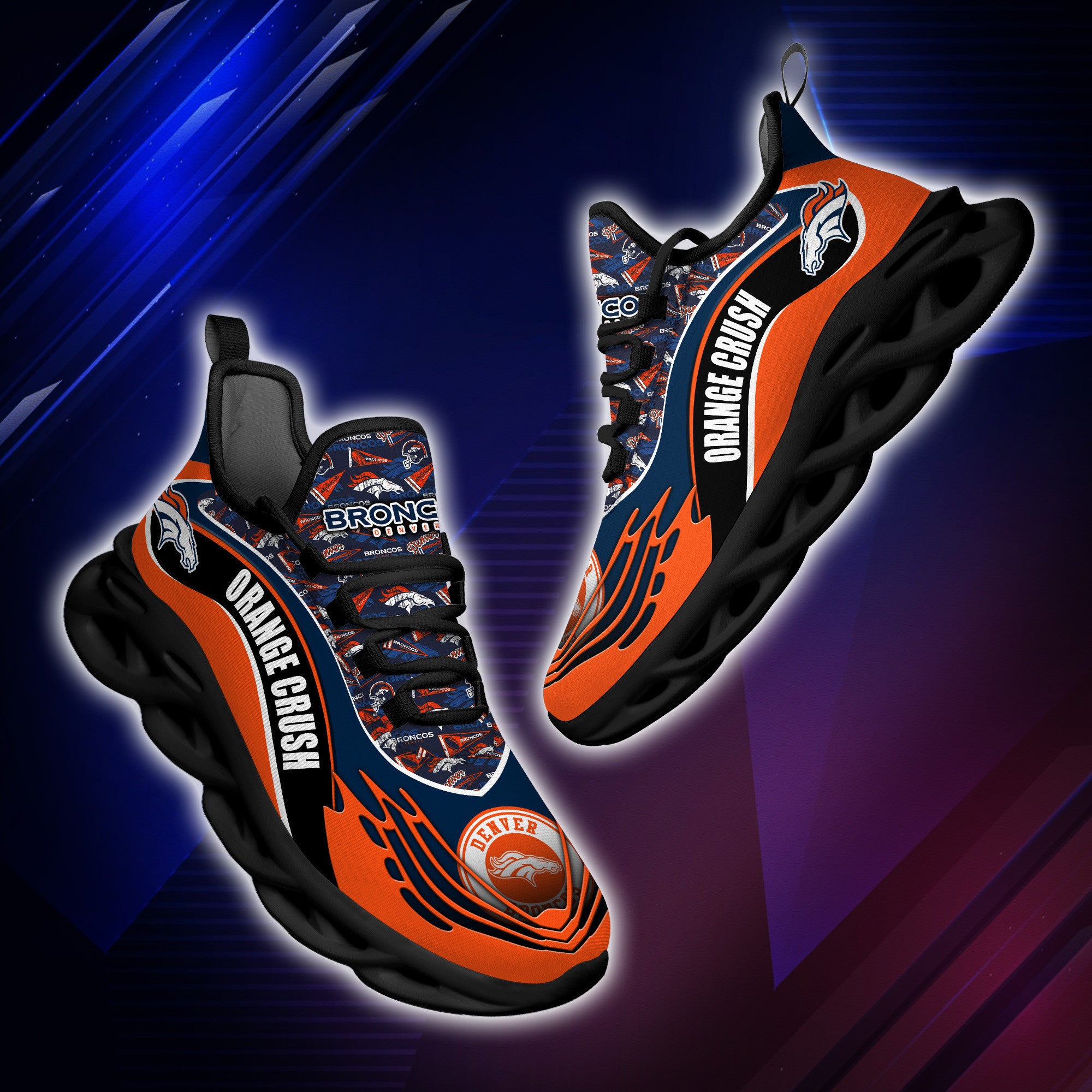 Ideafootwear Denver Broncos NFL Max Soul Shoes Sneakers For Men And Women