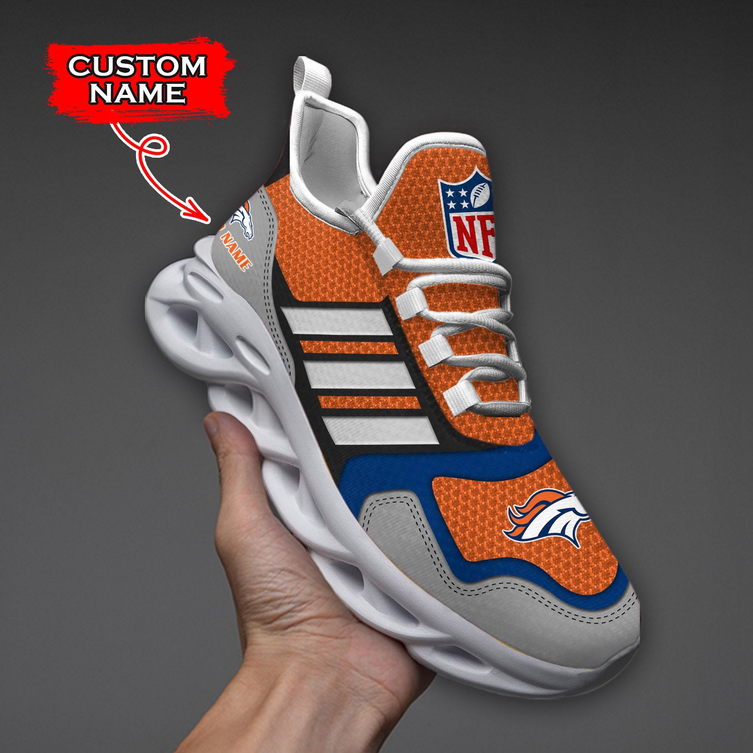 Ideafootwear Denver Broncos NFL Max Soul Shoes Sneakers For Men And Women