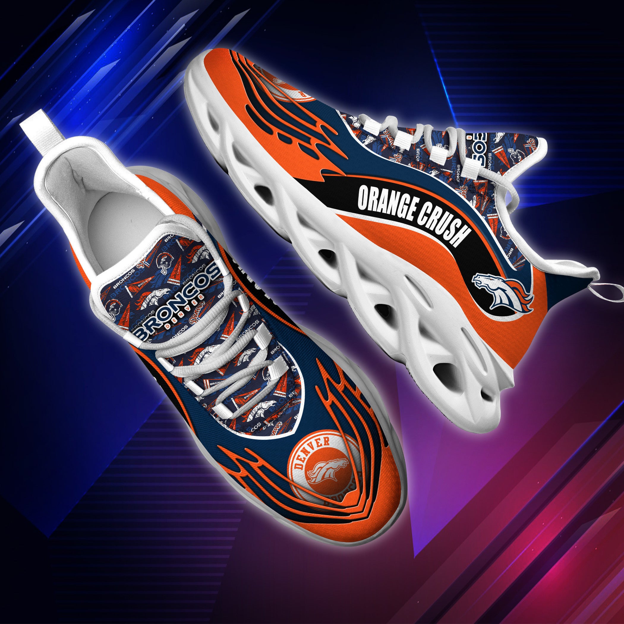 Ideafootwear Denver Broncos NFL Max Soul Shoes Sneakers For Men And Women