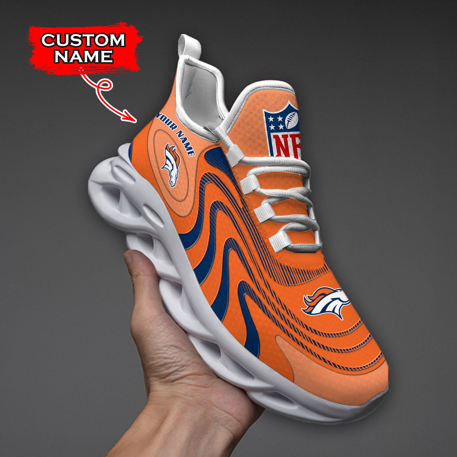 Ideafootwear Denver Broncos NFL Max Soul Shoes Sneakers For Men And Women