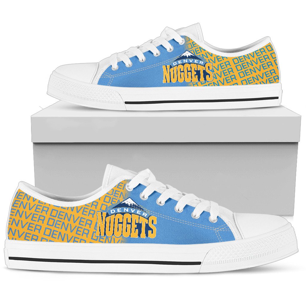 Ideafootwear Denver Nuggets Low Top Canvas Sneakers Shoes For Men And Women