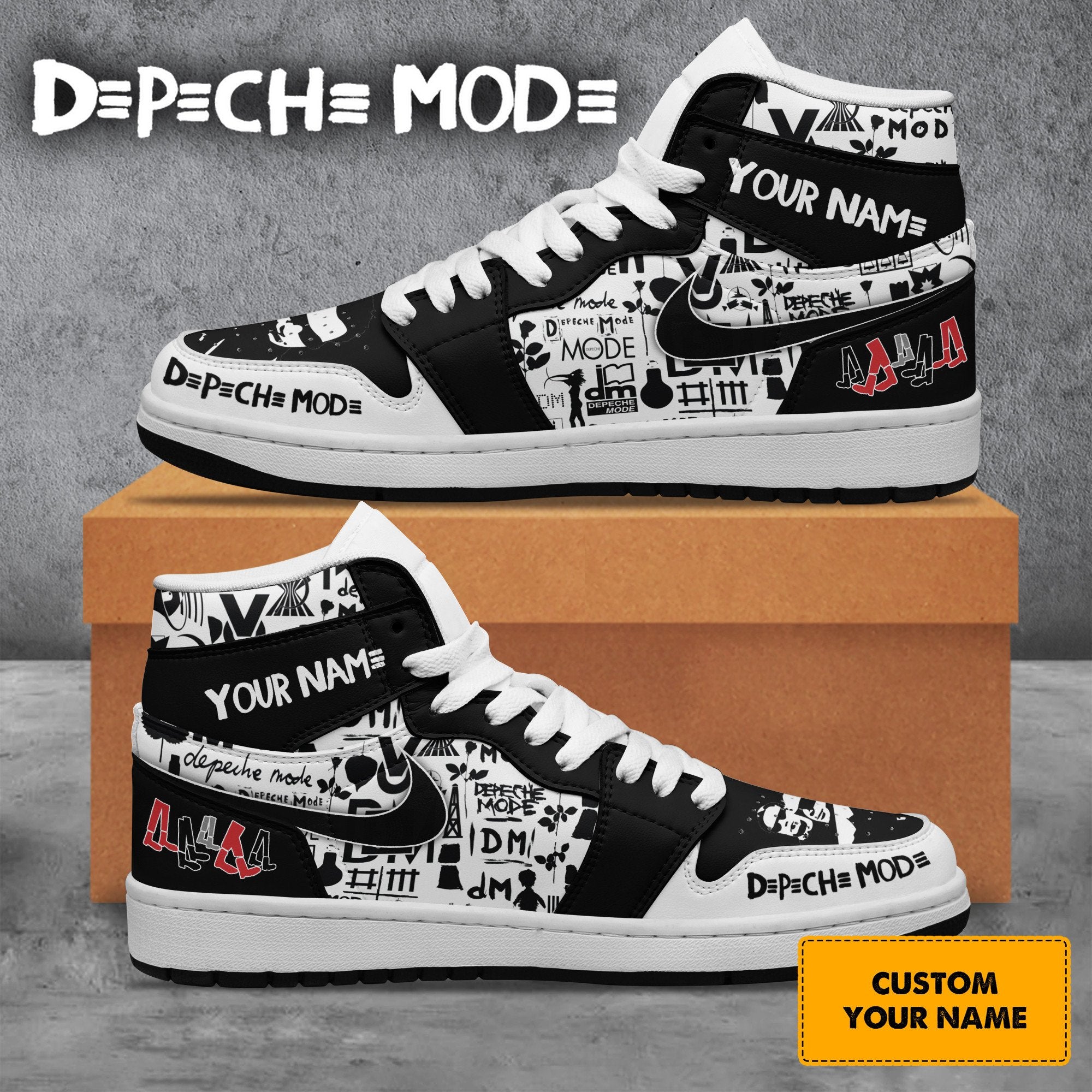 Ideafootwear Depeche Mode AJ1 High Sneakers Shoes For Men And Women