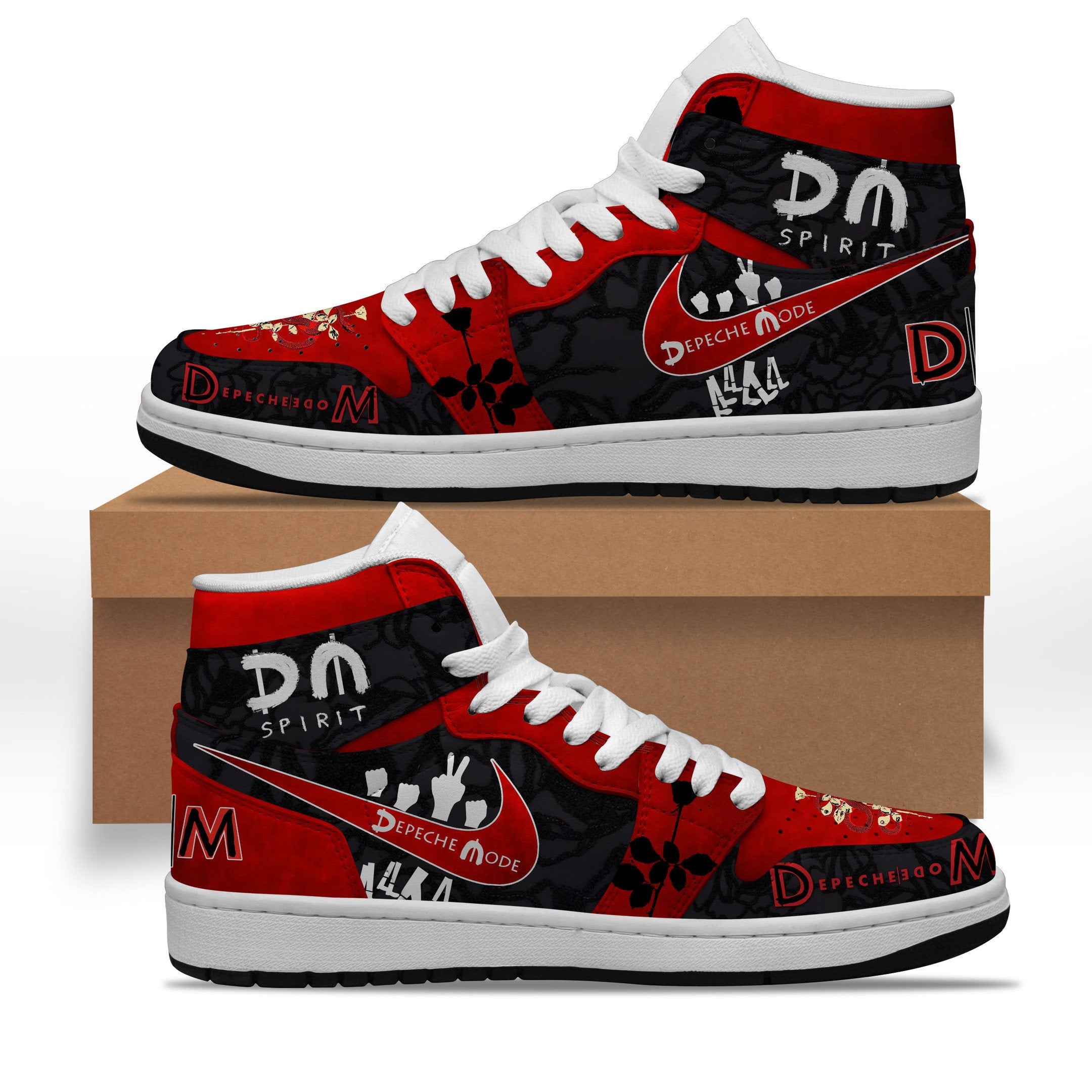 Ideafootwear Depeche Mode AJ1 High Sneakers Shoes For Men And Women
