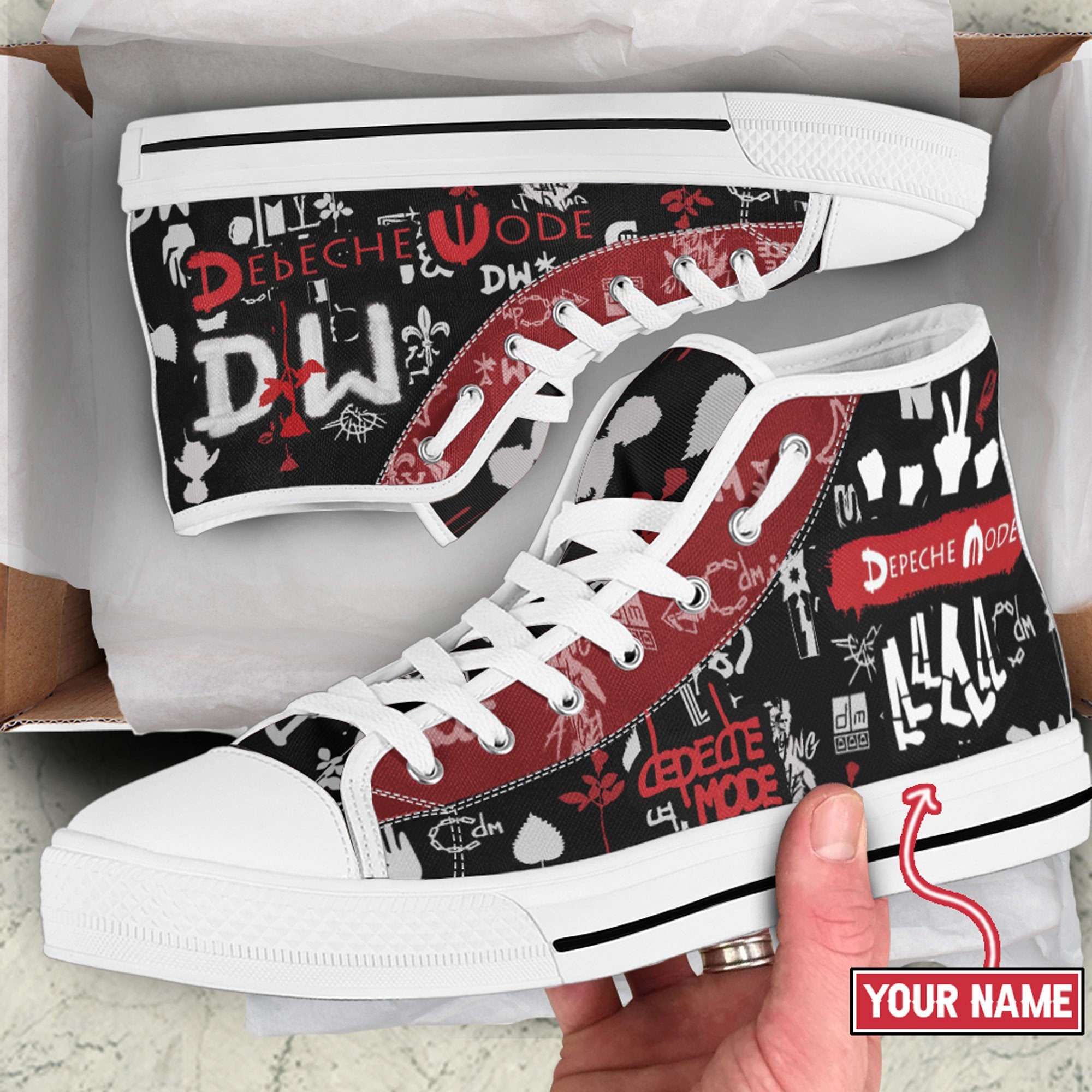Ideafootwear Depeche Mode High Top Canvas Sneakers Shoes For Men And Women