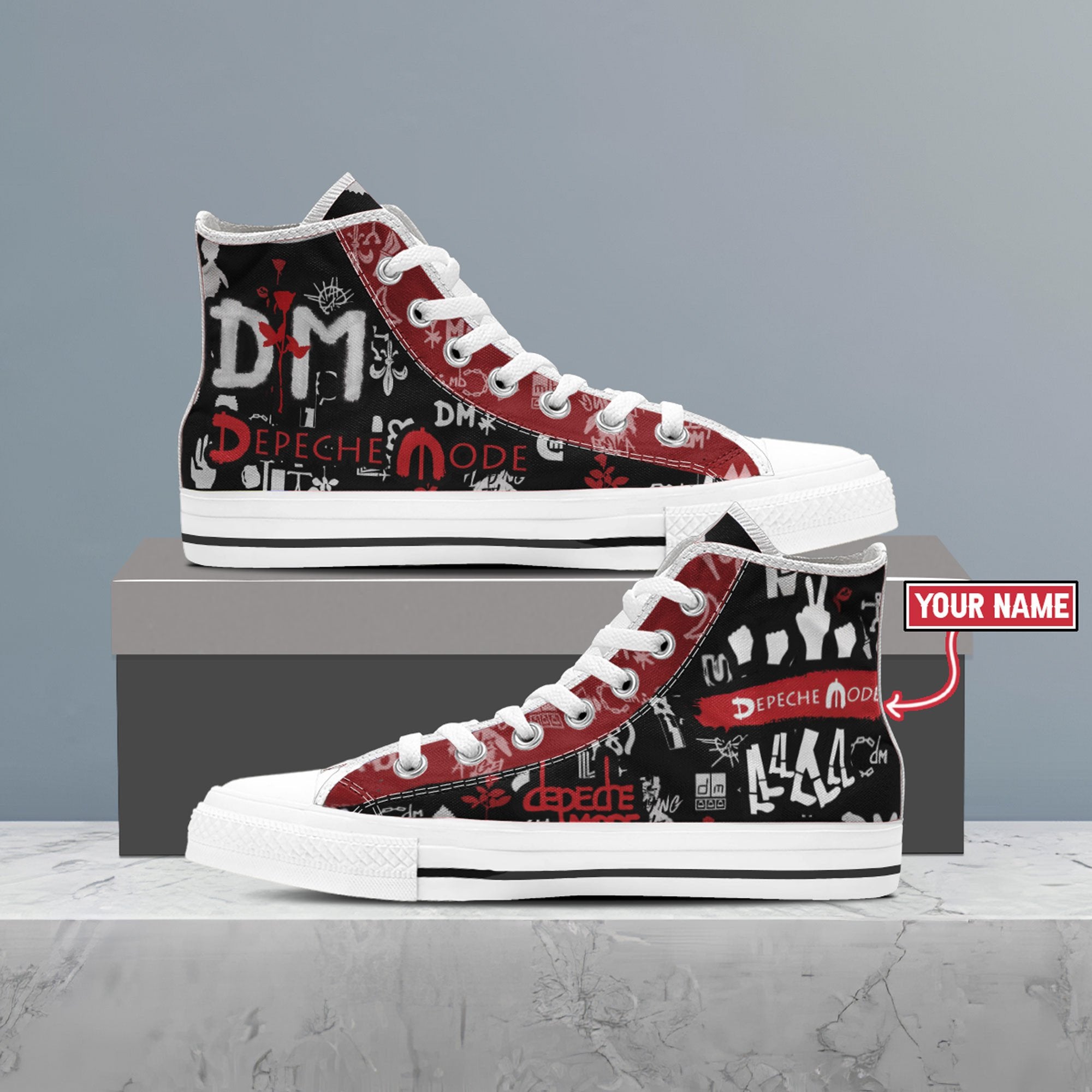 Ideafootwear Depeche Mode High Top Canvas Sneakers Shoes For Men And Women