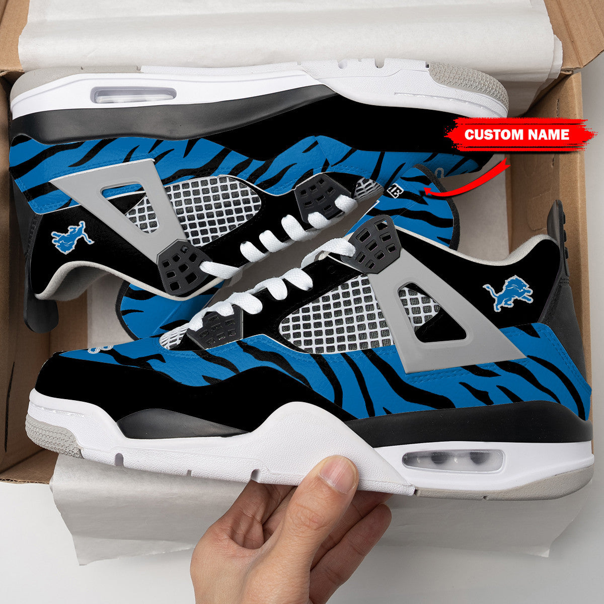 Ideafootwear Detroit Lions AJ4 Sneakers Shoes For Men And Women